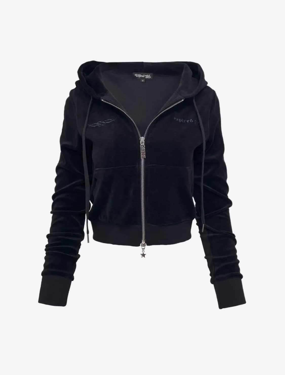 (택o새상품) 익스파이어드걸 벨로아 트랙 후드집업 블랙 s 상품이미지1