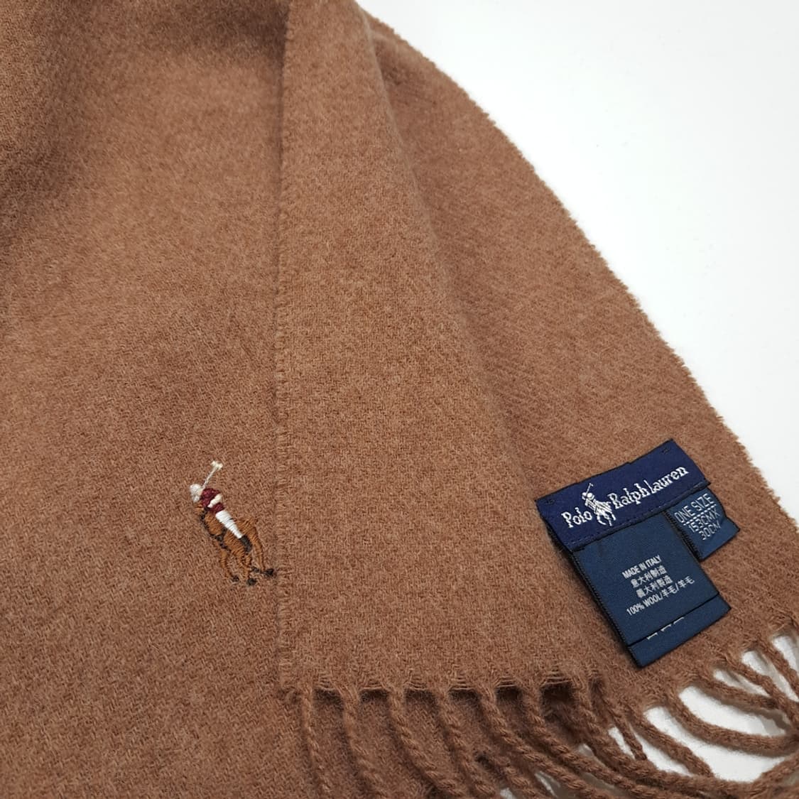 MX408 폴로 이태리판 울 포니자수 카멜 머플러 목도리 상품이미지6