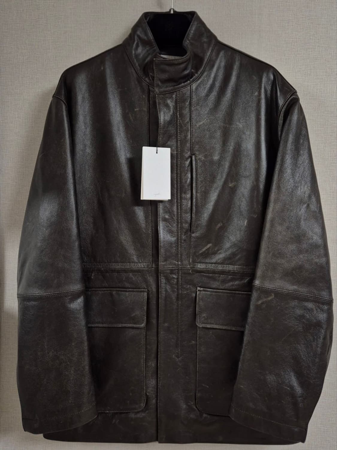 유스 / 26SS 하이넥 레더 하프 코트  / M 상품이미지3