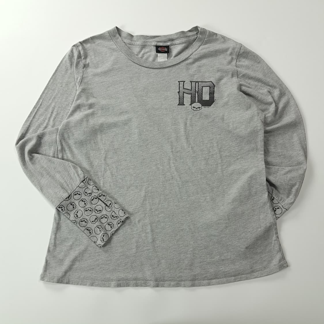 CK181 L 할리데이비슨 매디슨 스컬 썸홀 그레이 티셔츠 상품이미지1