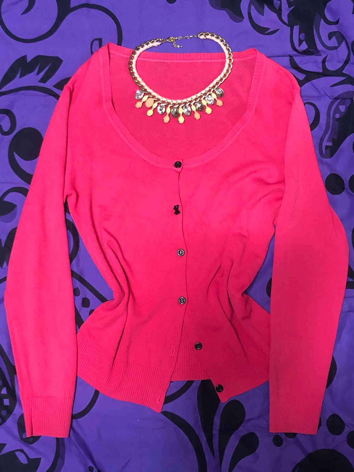 (연말세일)걸리쉬 헬로키티 느낌 초갸루 카와이 핫핑크 가디건 상품이미지2