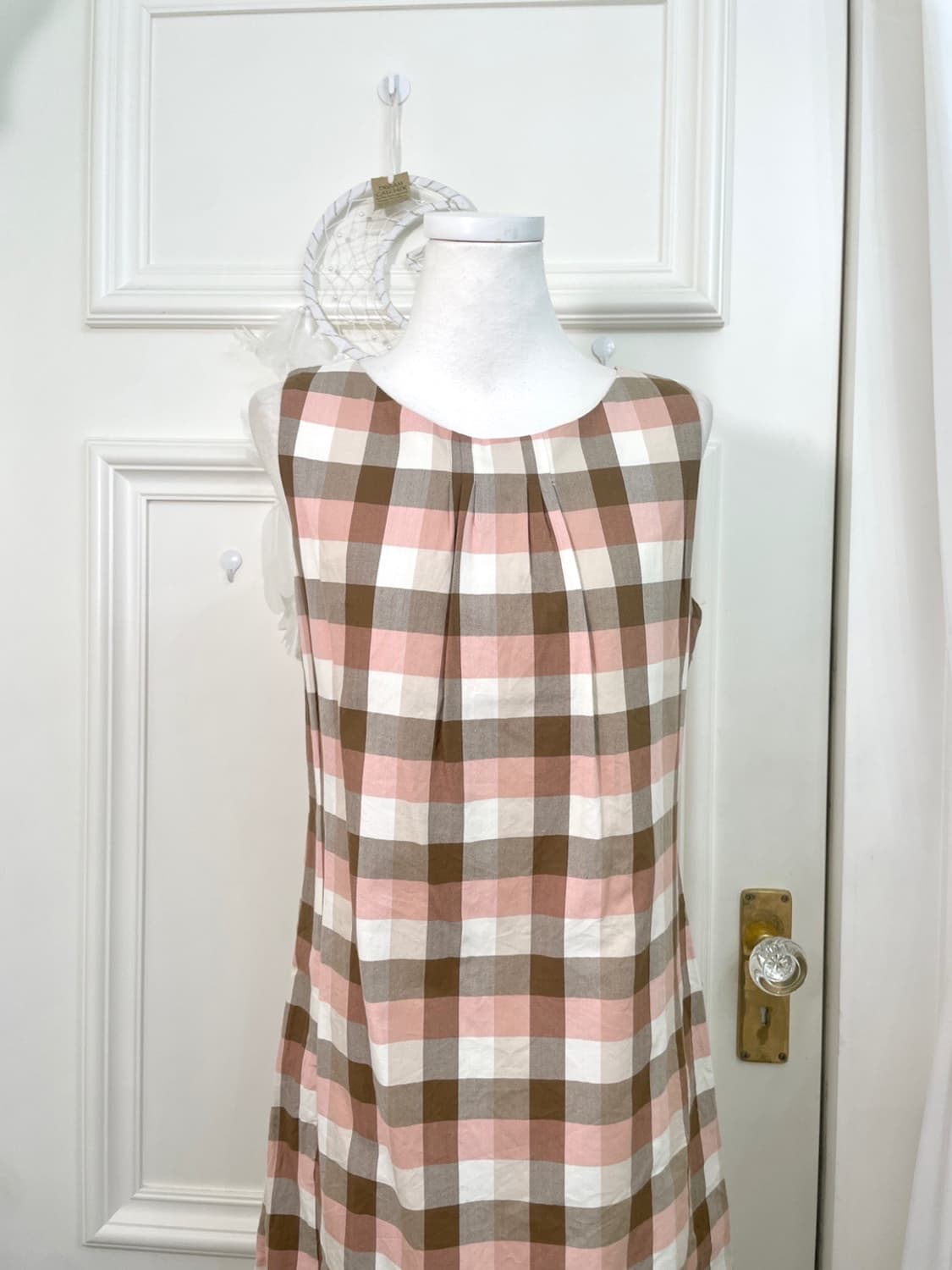 pink brown check cotton summer opc 상품이미지5