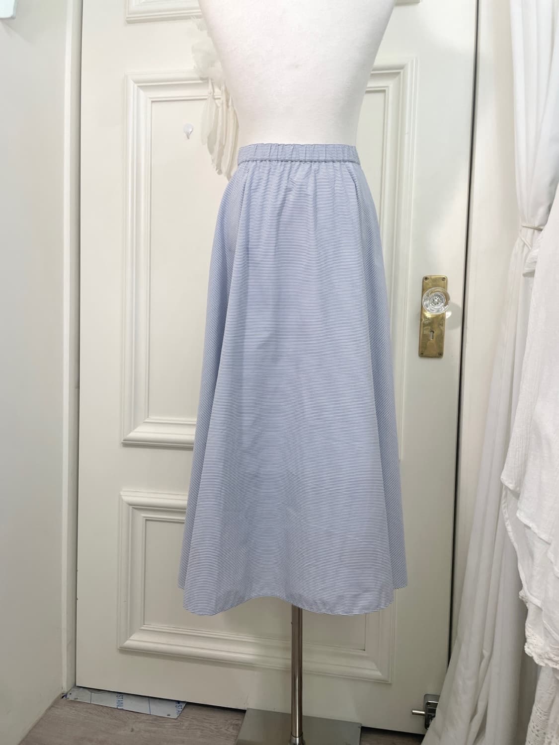 blue white stripe summer flare skirt 상품이미지4