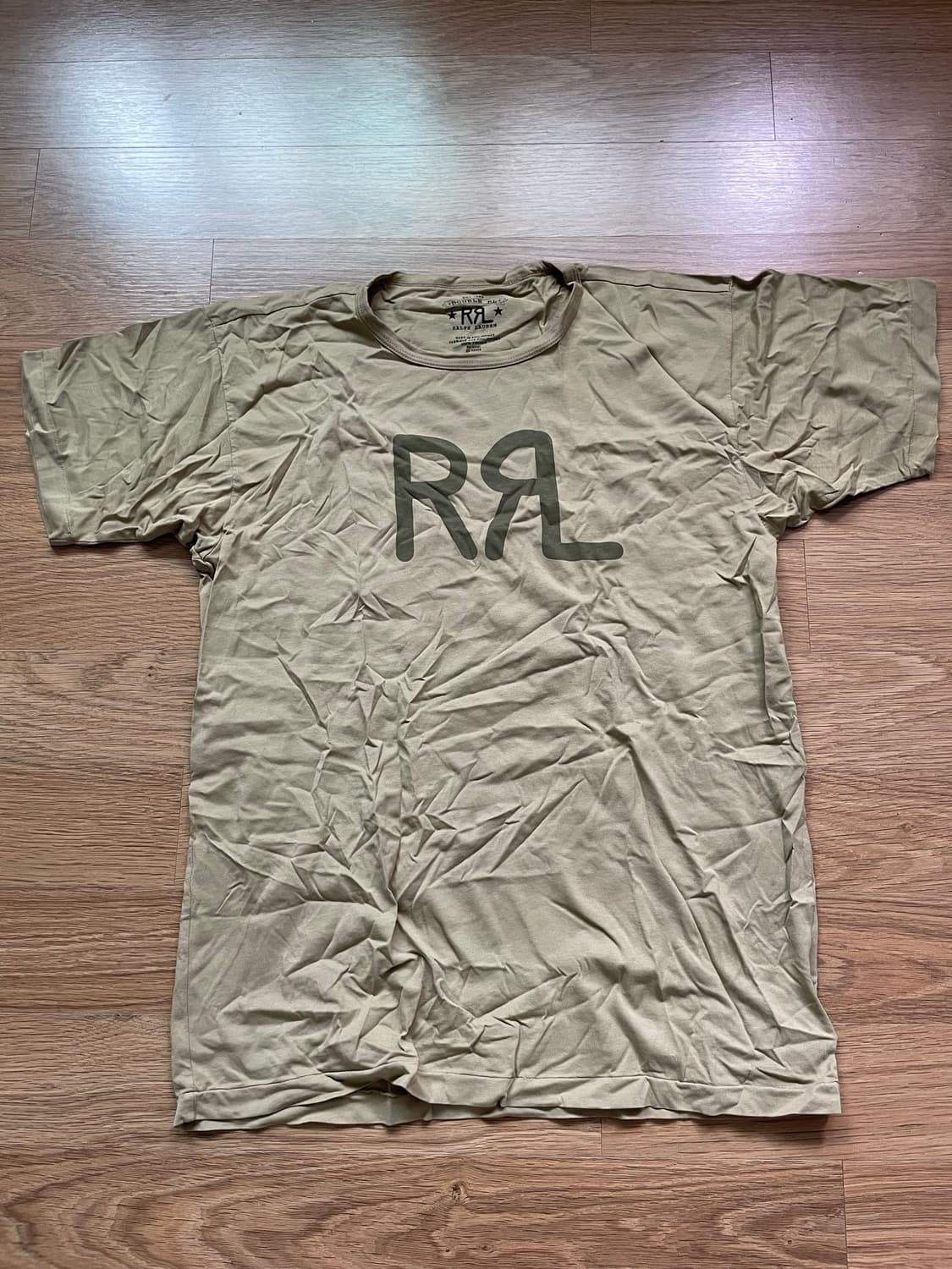 RRL 더블알엘 로고 반팔 티셔츠 카키 컬러 M사이즈 상품이미지1