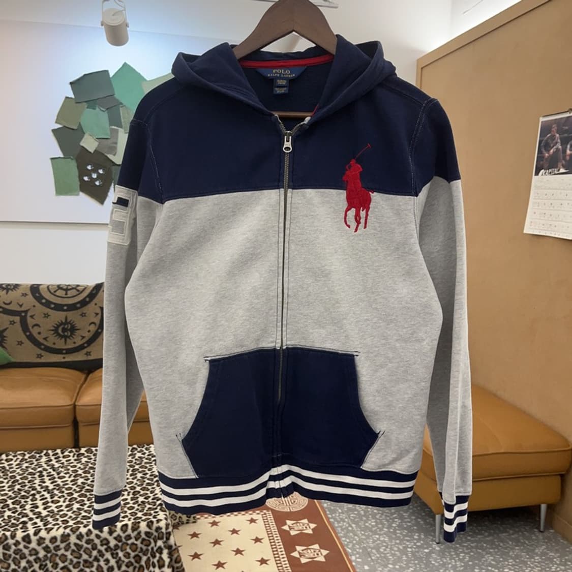 폴로 랄프로렌 빅포니 빈티지 레트로 배색 후드집업 XL C08777 상품이미지3