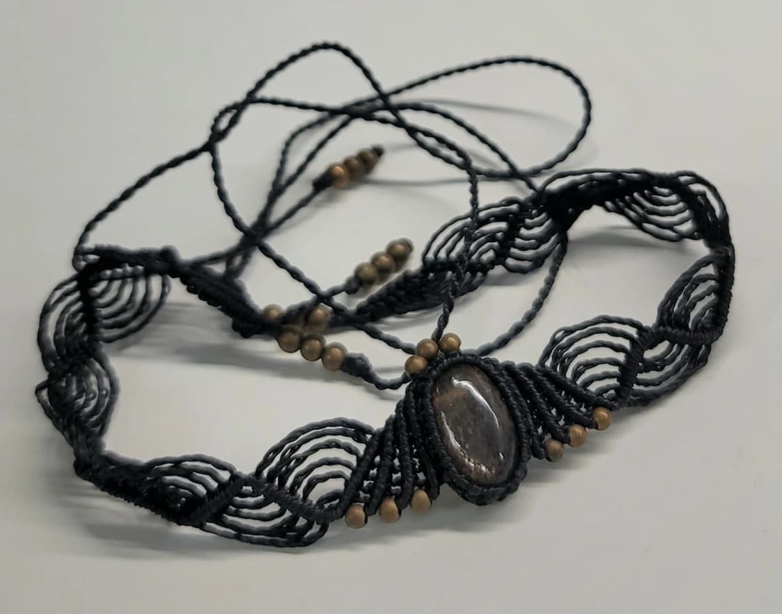 스모키 쿼츠(연수정) 마크라메 목걸이 초커 네크리스 블랙 상품이미지2