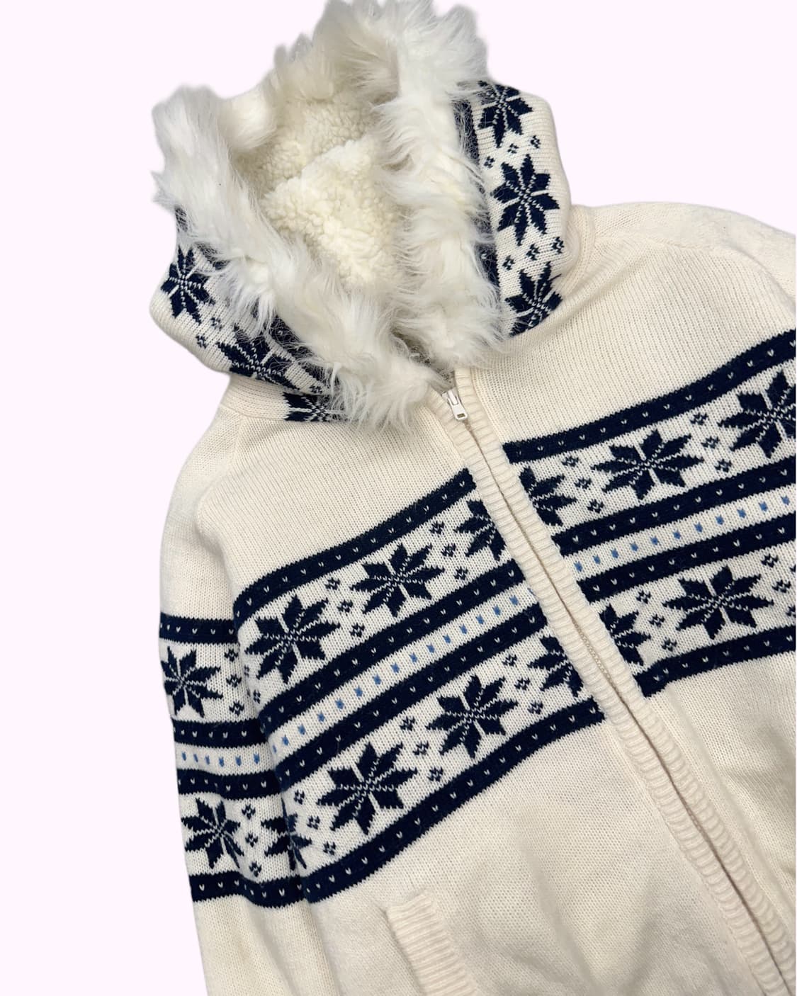 snow fur hood knit jacket 상품이미지2