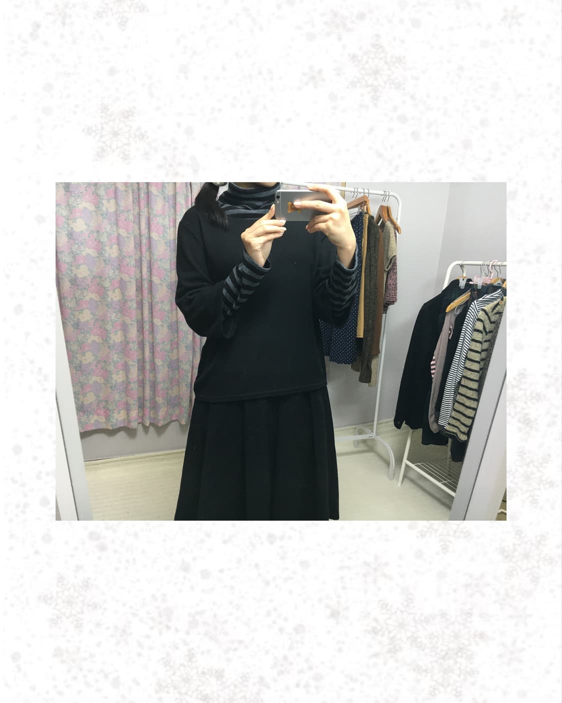 블랙 스트라이프 레이어드 티셔츠 상품이미지1