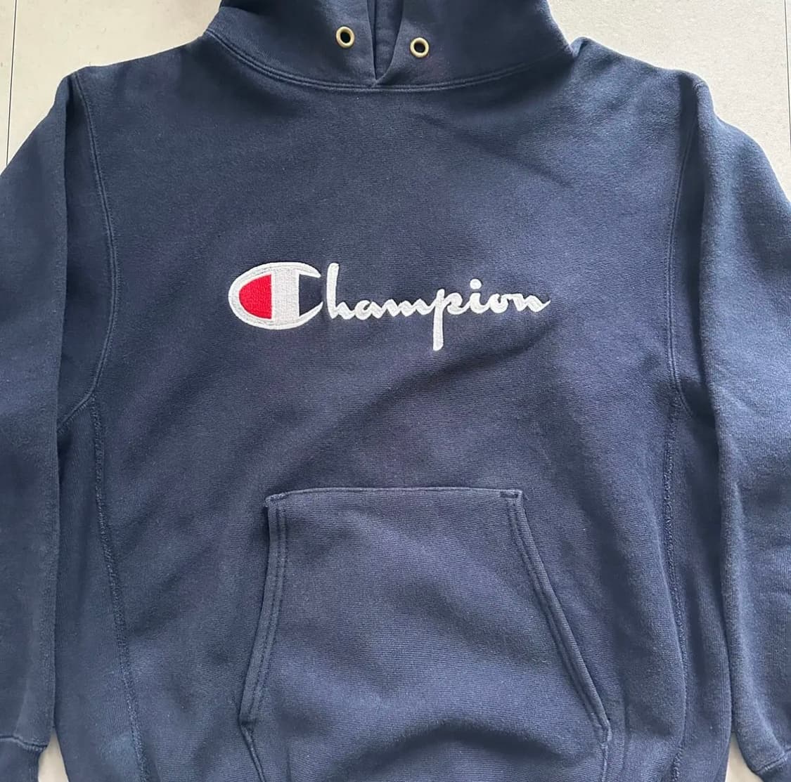 90s 챔피온 리버스위브 네이비 후드티(M) MADE IN USA 상품이미지2