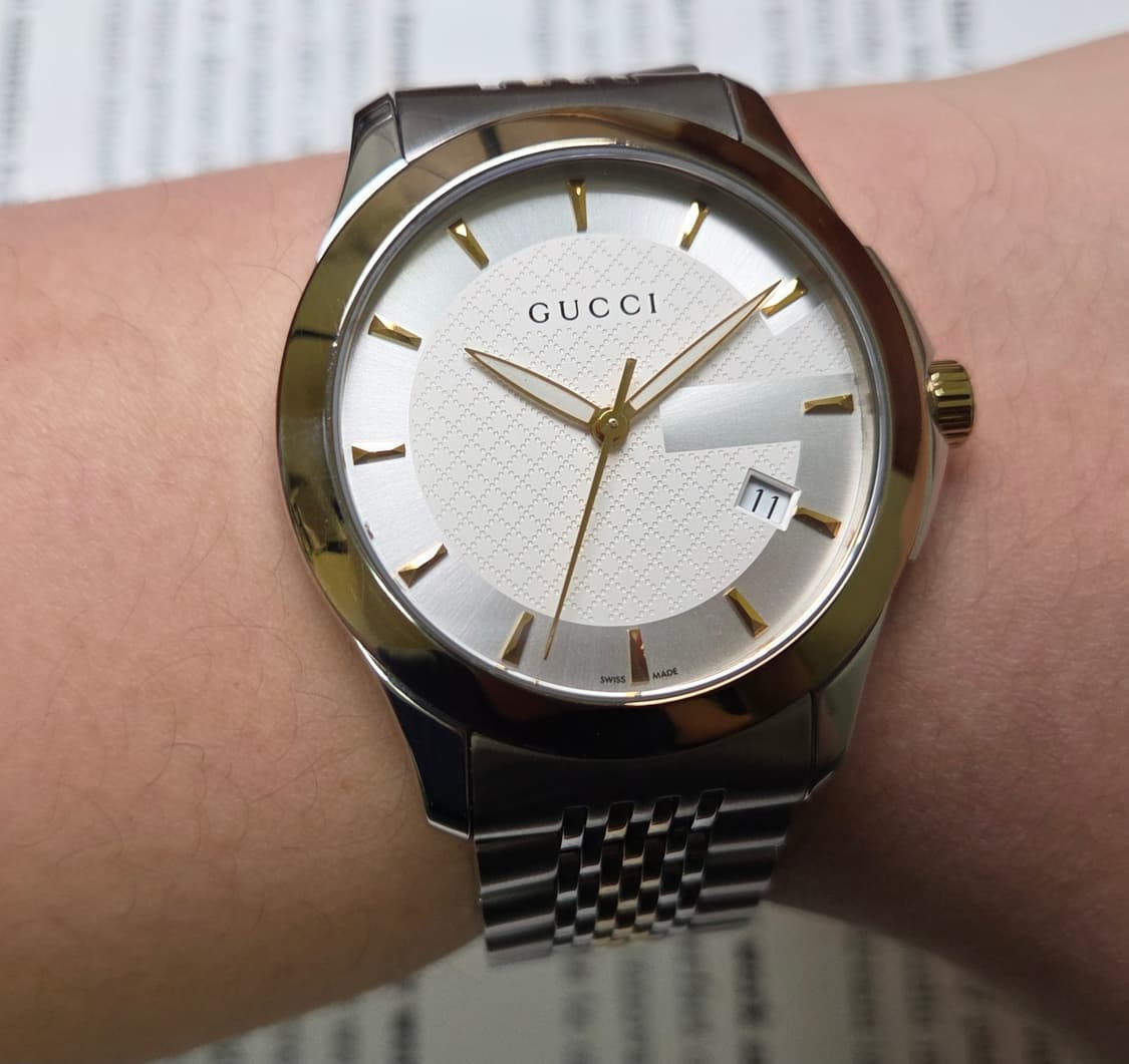 구찌 G타임리스 126.4 콤비 쿼츠 드레스워치 남성용 브레이슬릿 ver 상품이미지3