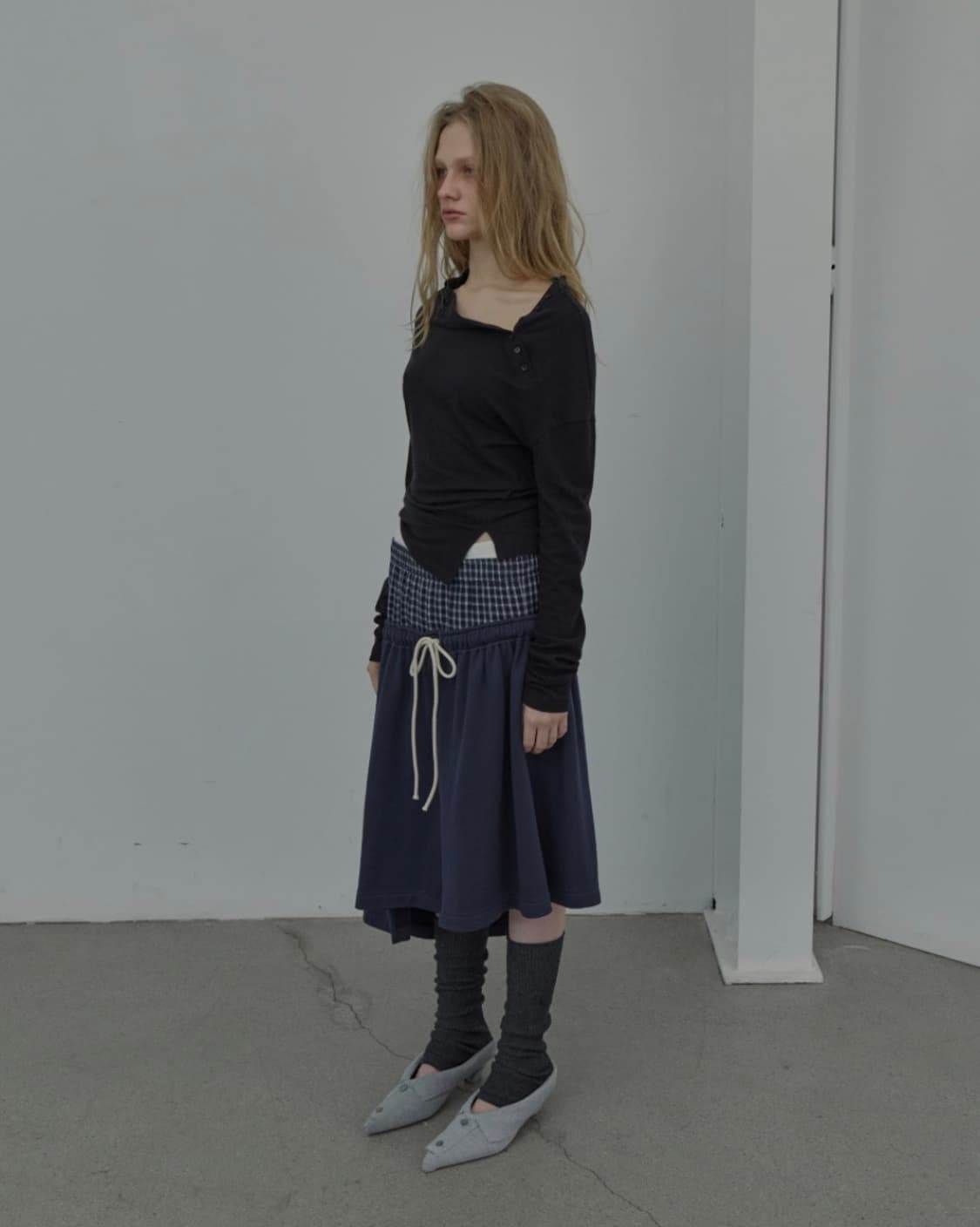 Lcdc CHECKMIX JERSEY SKIRT (NAVY) 상품이미지4