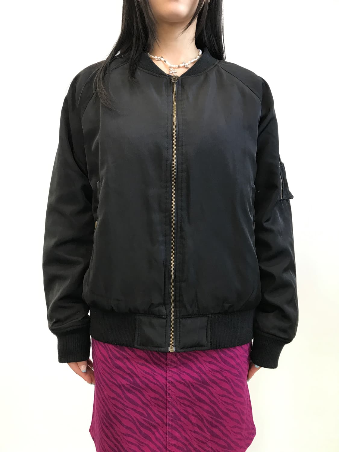 Jpn Black Quilted Lining Bomber Jacket 상품이미지2