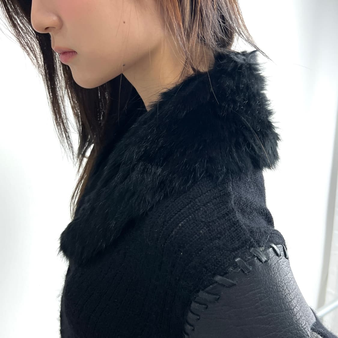 로엔 레더 프린지 울 롱코트 상품이미지6