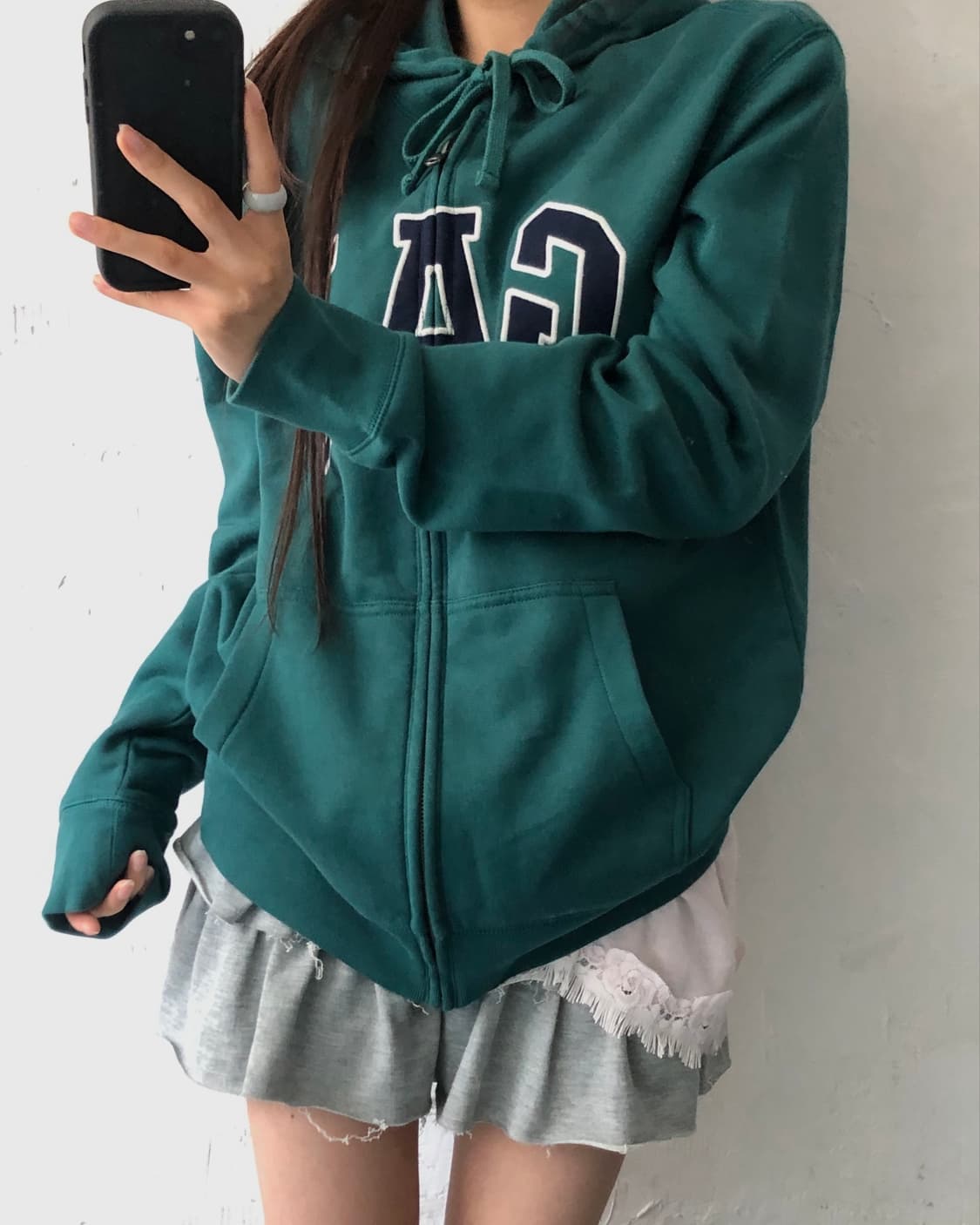 Gap 갭 그린컬러 로고 후드집업 상품이미지6