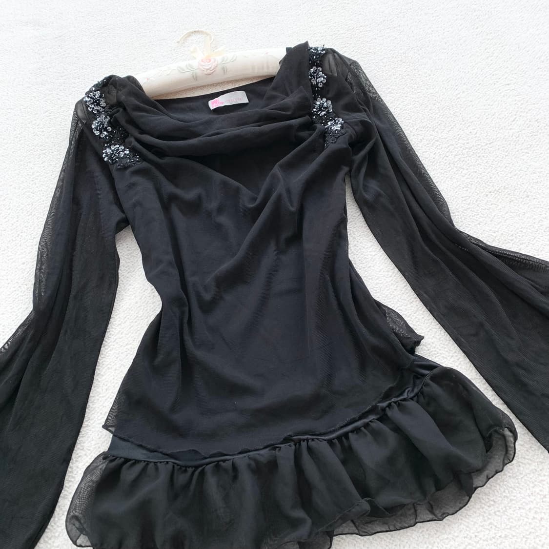 블랙페어리 시스루 우아 블라우스 상품이미지1