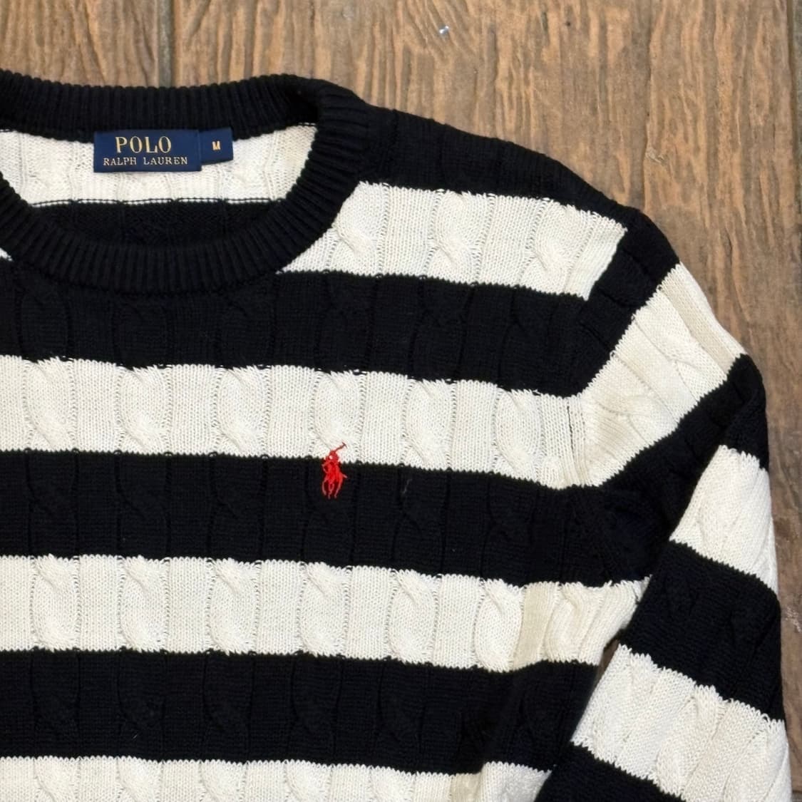 [HI] Polo 폴로 스트라이프 케이블 니트 상품이미지3