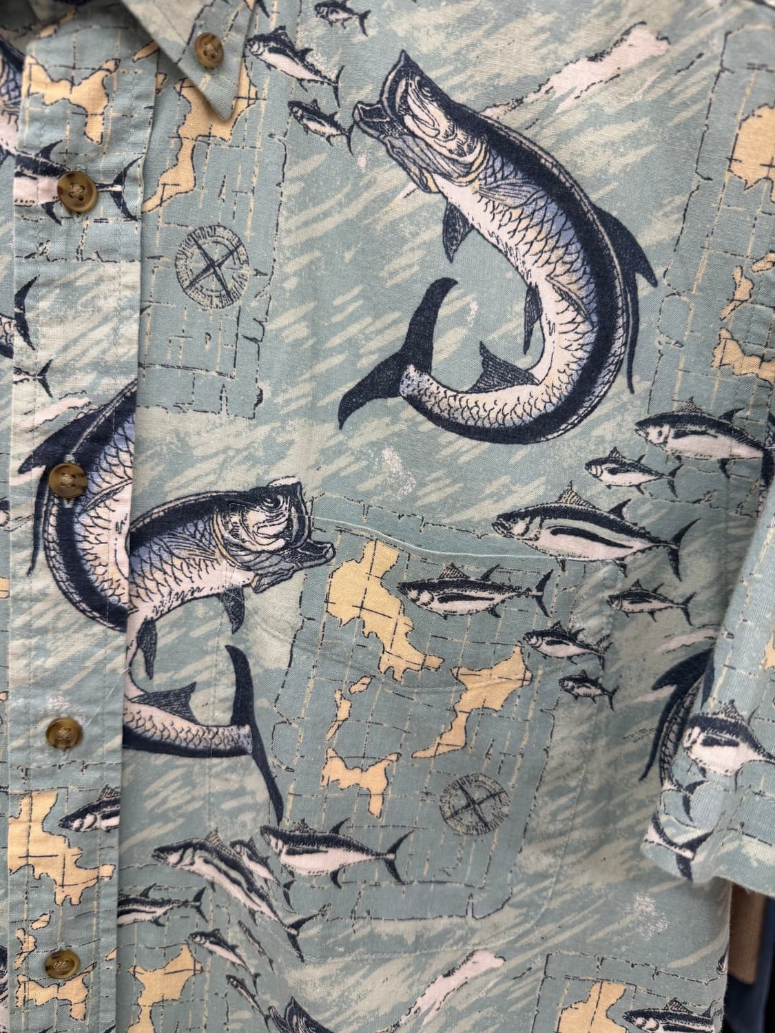 빈티지 피싱 패턴 반팔 셔츠 상품이미지2