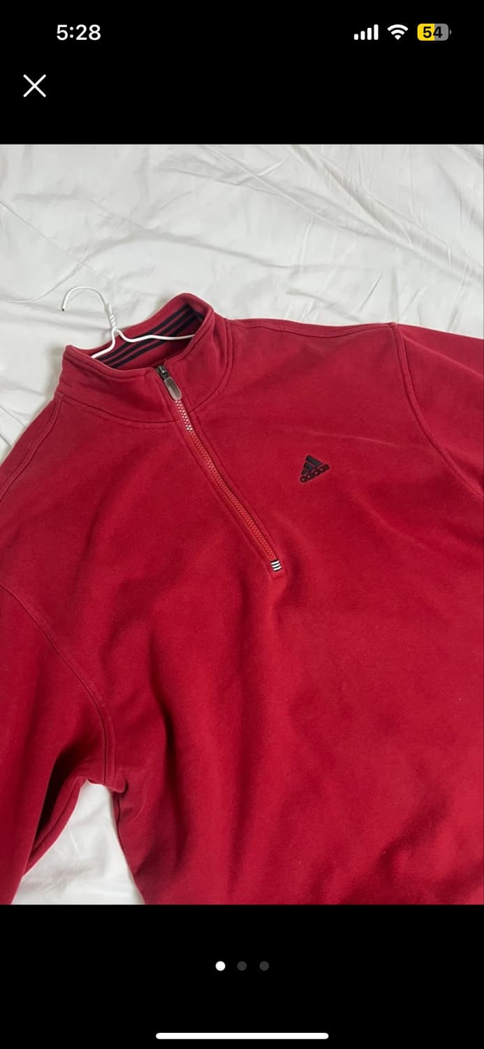 아디다스 재팬 빈티지 하프집 남녀공용 맨투맨 레드 상품이미지1