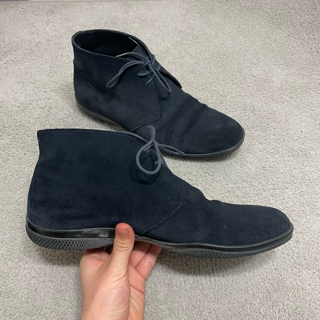 265) 프라다 스포츠 스웨이드 레더 로고 부츠 스니커즈 네이비 상품이미지3