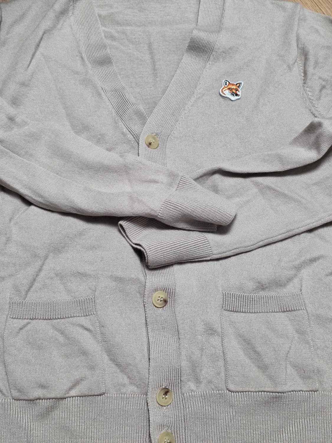 XL) 메종키츠네 폭스 헤드 패치 가디건 멜란지 베이지 상품이미지5
