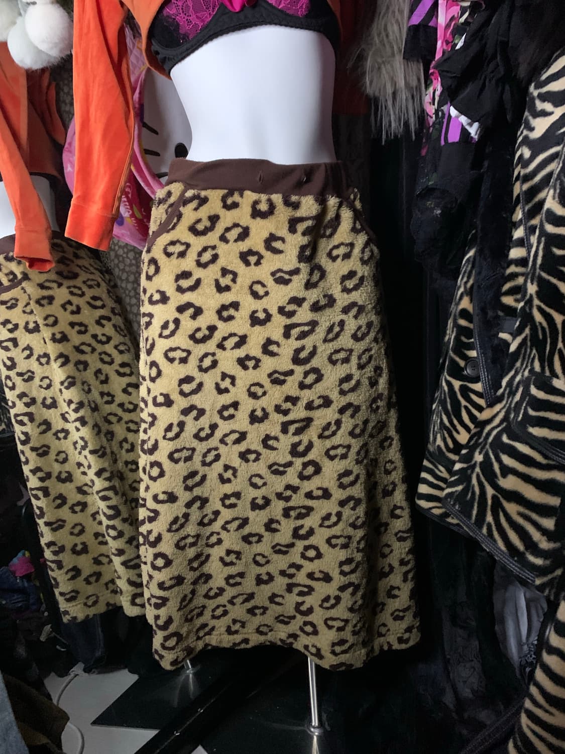 갸루 레오파드 퍼 롱스커트 상품이미지2