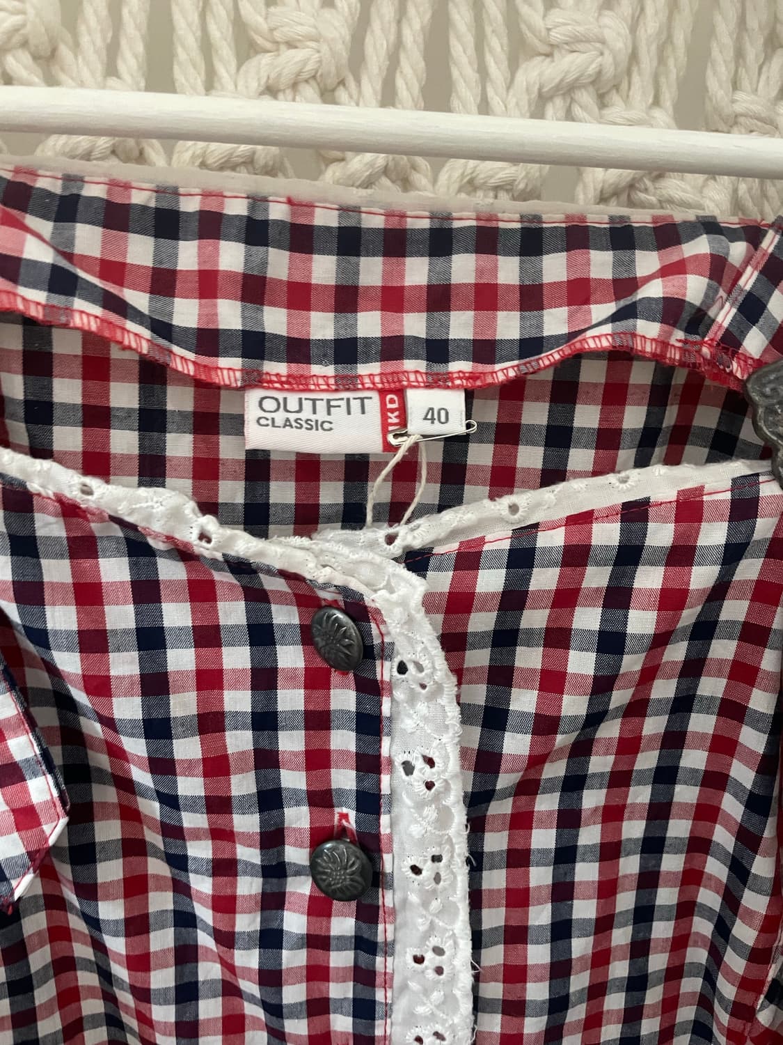 레그 체크 오프숄더 퍼프 블라우스 상품이미지3