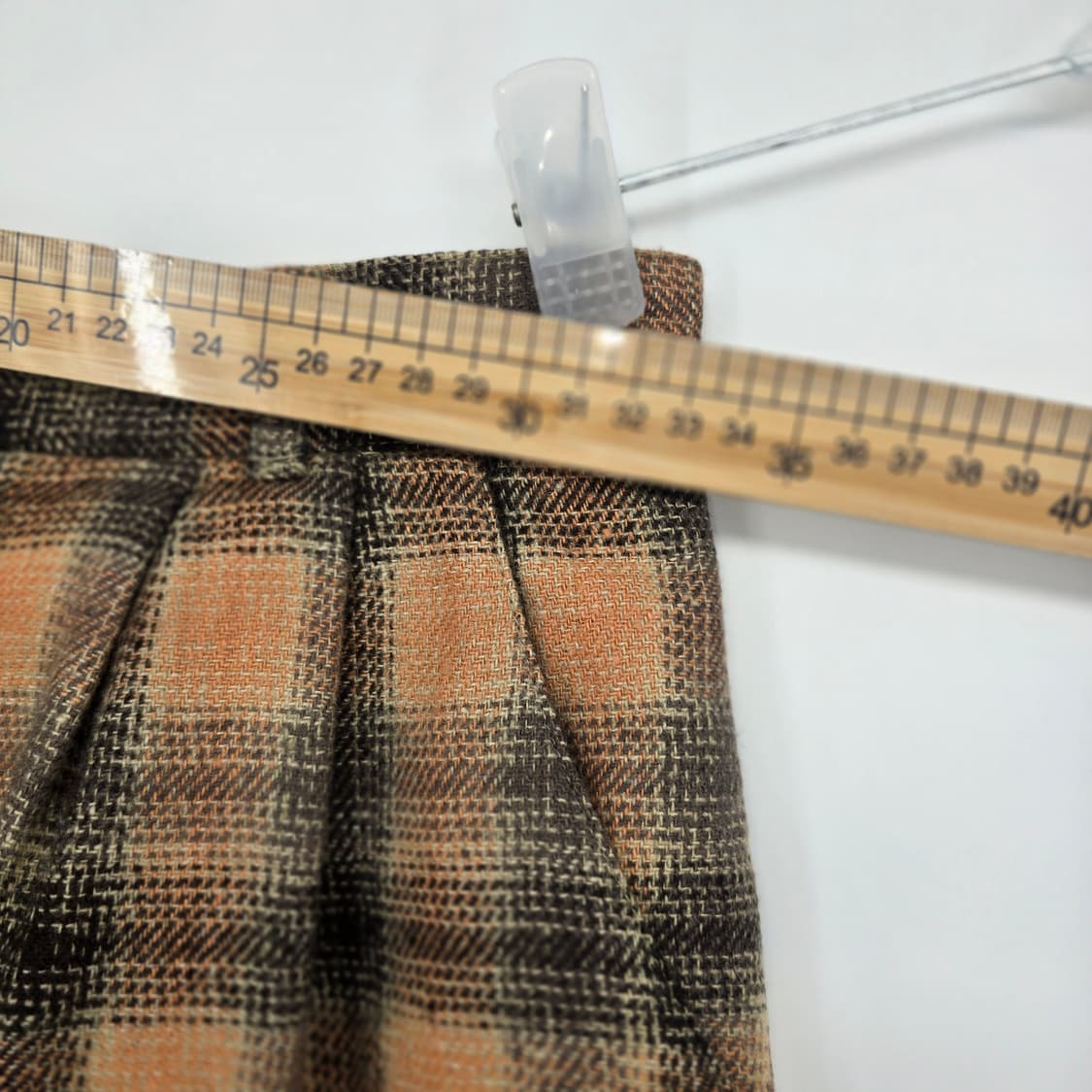 일본 빈티지 큐롯 팬츠 체크 패턴 울 반바지 상품이미지6