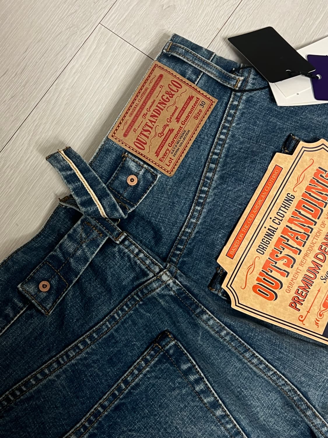 아웃스탠딩 30S CINCH BACK SELVEDGE WIDE PANTS 상품이미지3