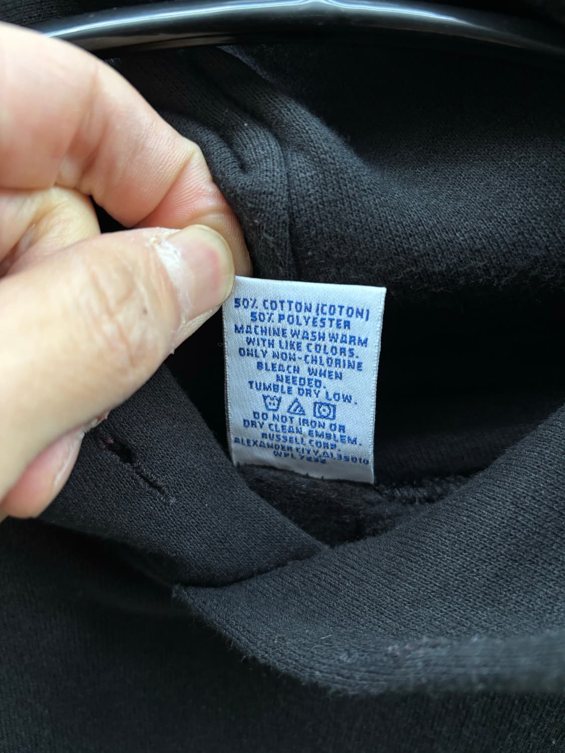 00s 러셀 빈티지 후디 무지 블랙 상품이미지5