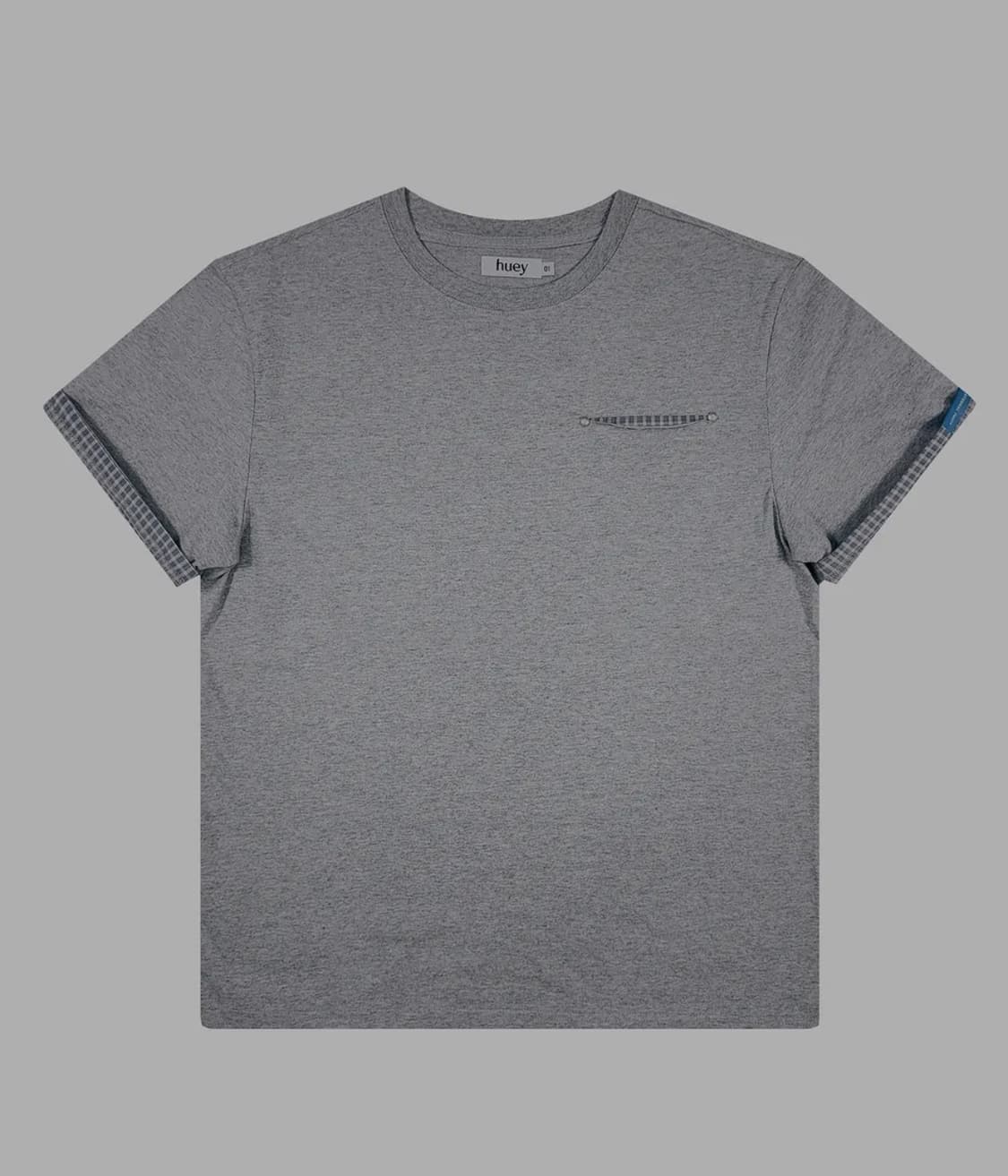Huey-Check Rollup Tee Grey 휴이 롤업티 반팔 그레이 상품이미지1