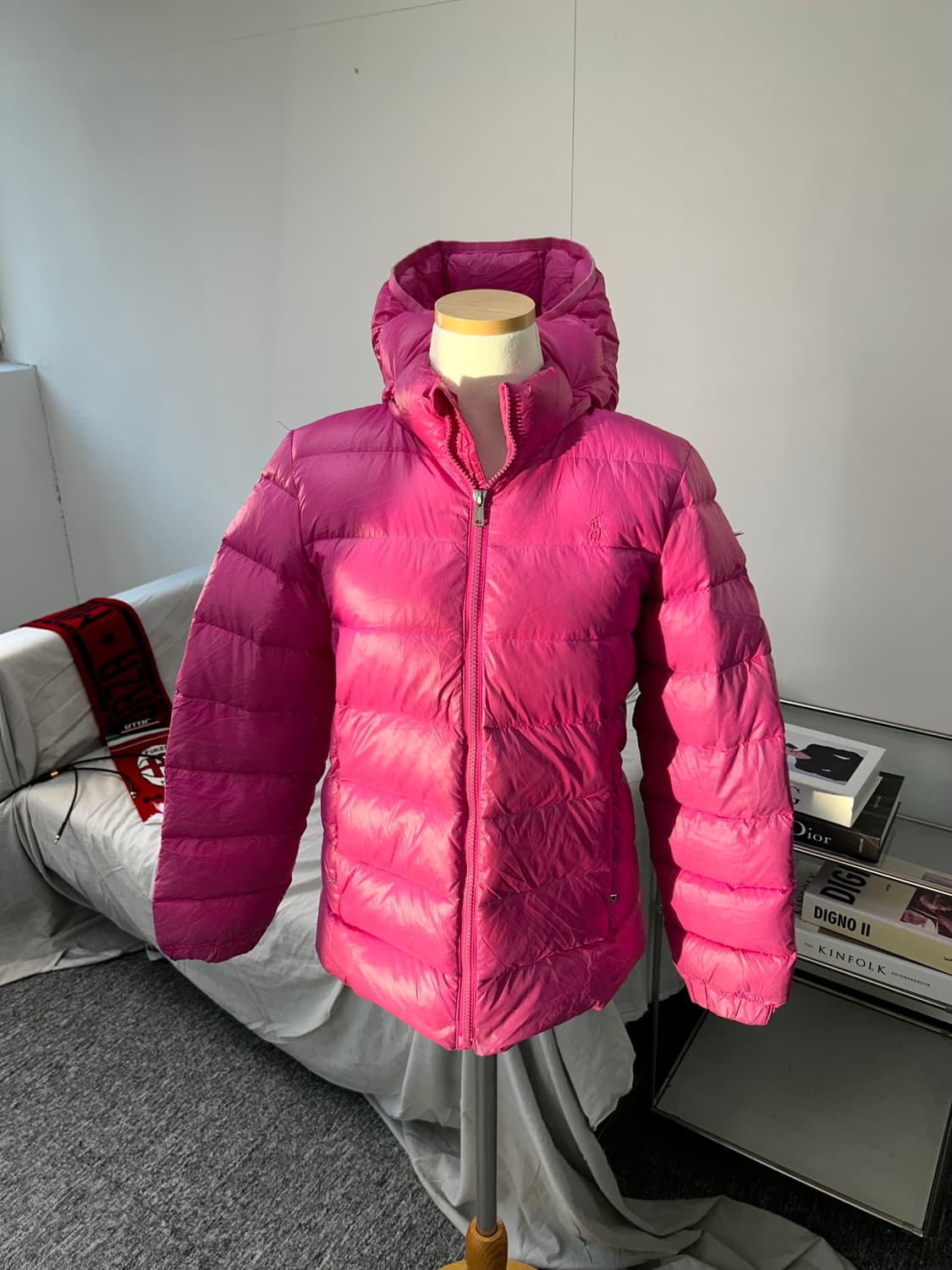 폴로 랄프로렌 딥핑크 후드 경량패딩 L 상품이미지2