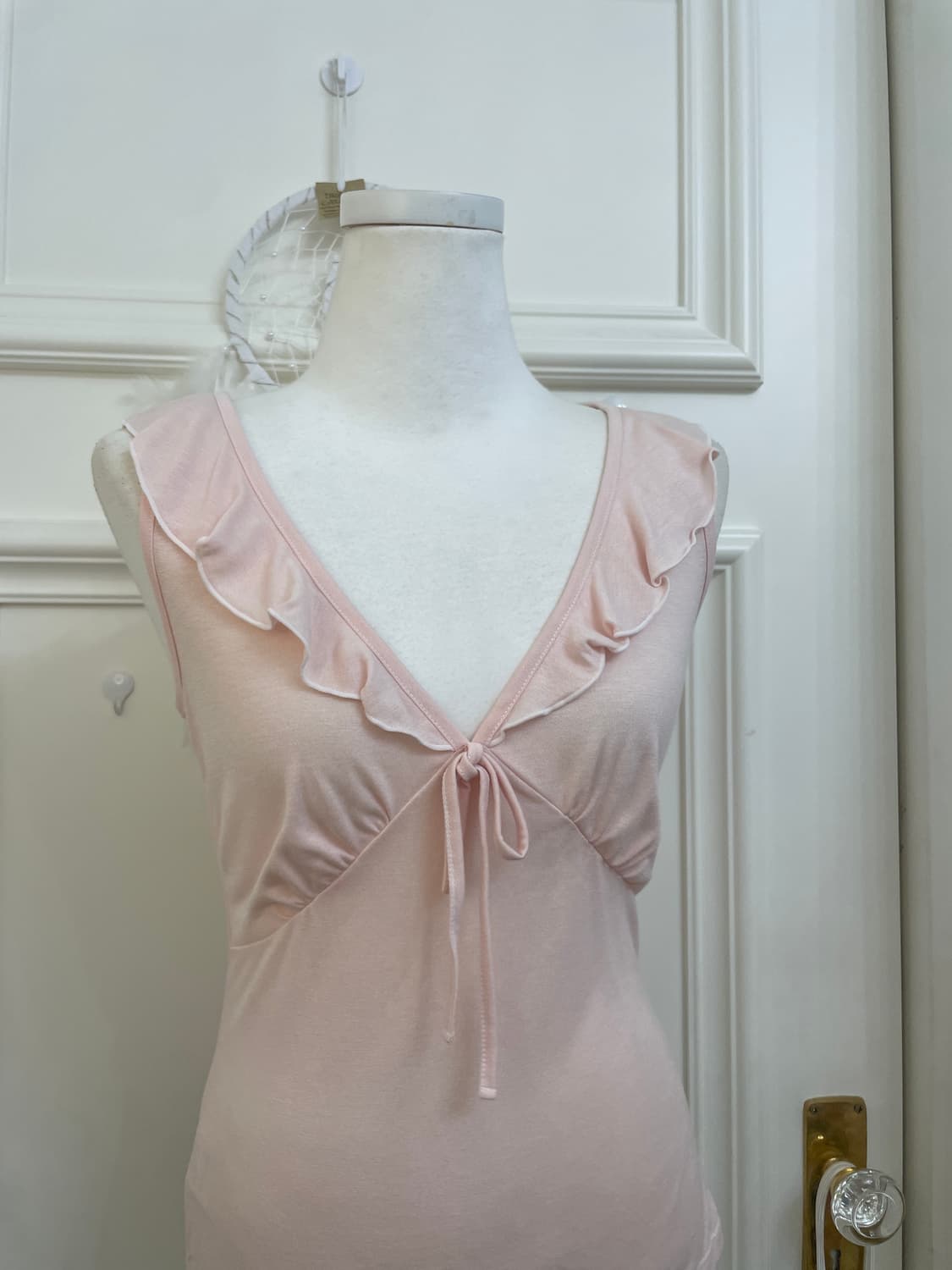 pink bow point crop cardigan&ruffle shir 상품이미지10