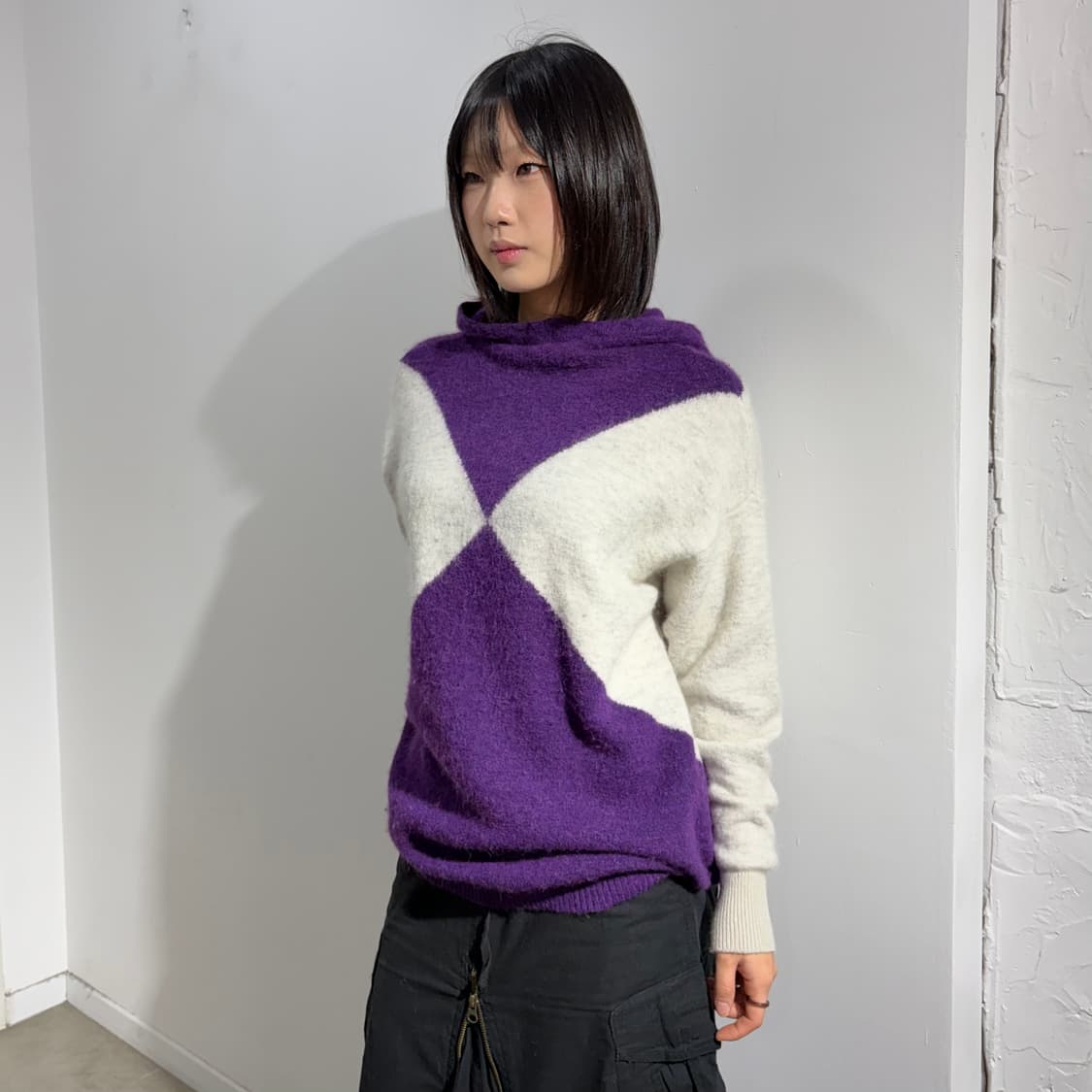 mercibeaucoup 퍼플 니트 후드 상품이미지2