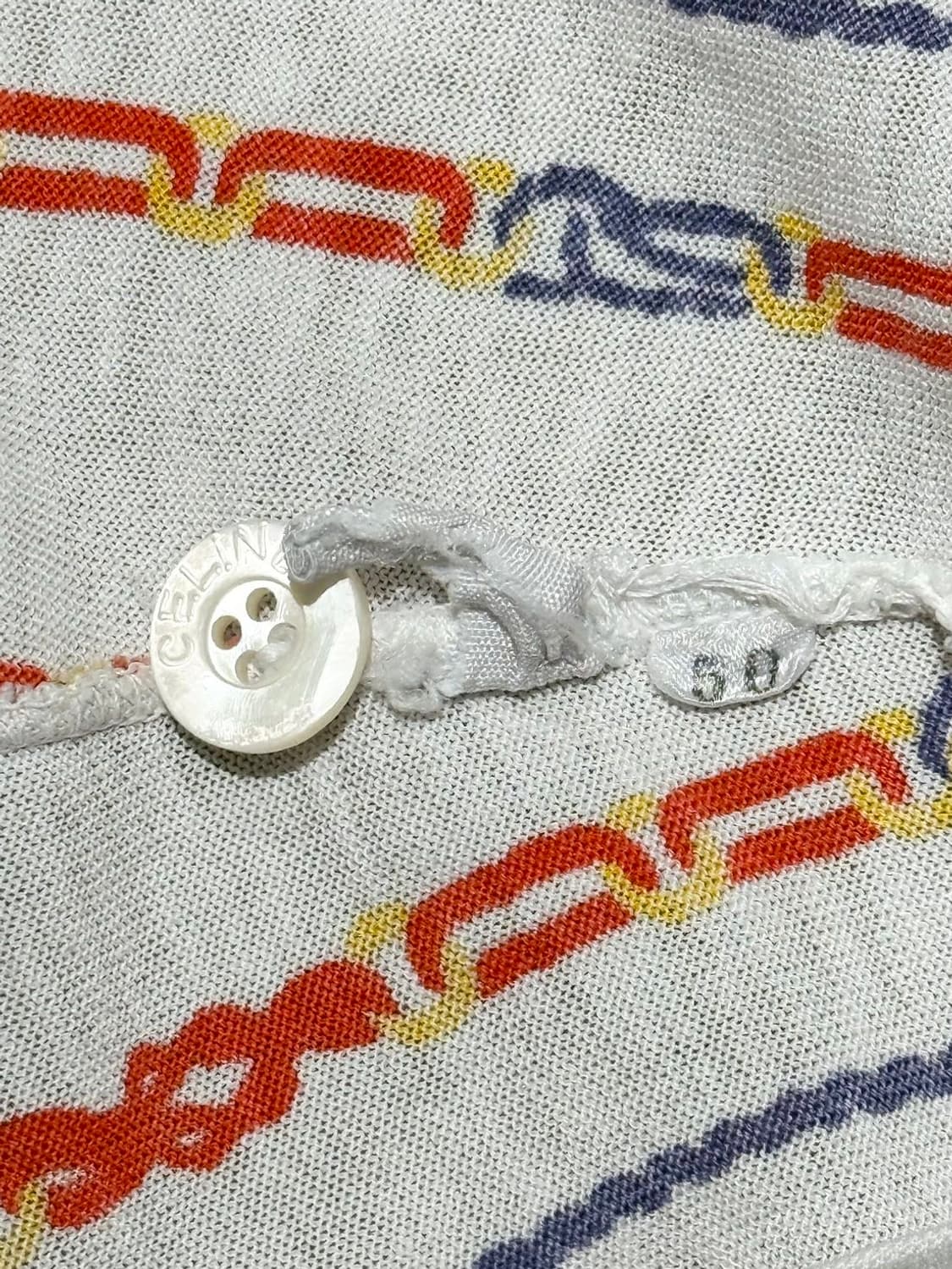 셀린느 화이트 체인 스트라이프 패턴 하프 셔츠 상품이미지8