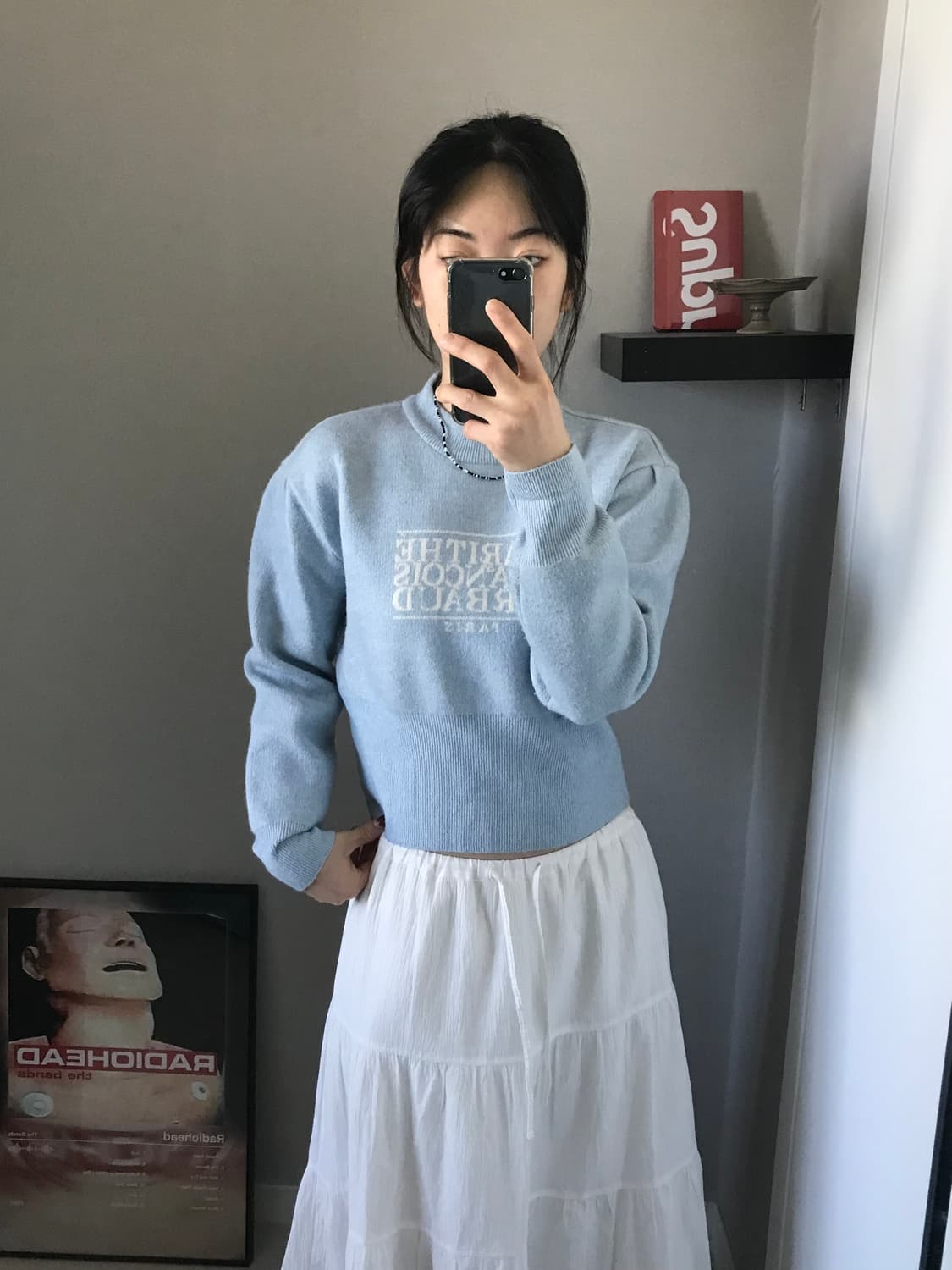 마리떼 프랑소와 저버 스펠아웃 로고 스카이 블루 니트 상품이미지3