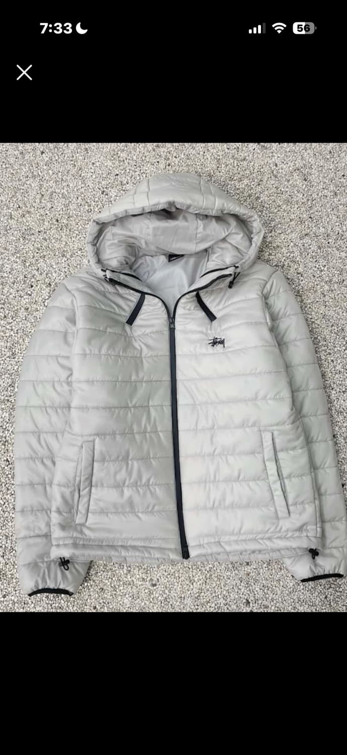 스투시 후드 패딩 자켓 회색 상품이미지1