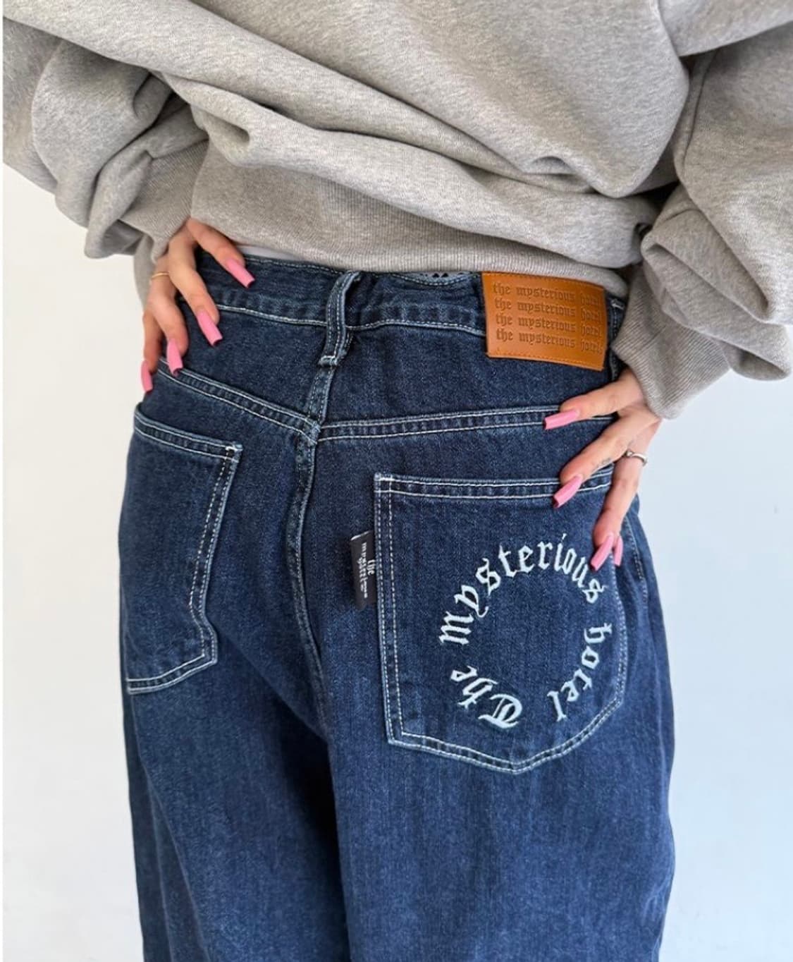 더미스테리어스호텔 딥블루 배기 진 1사이즈 상품이미지5