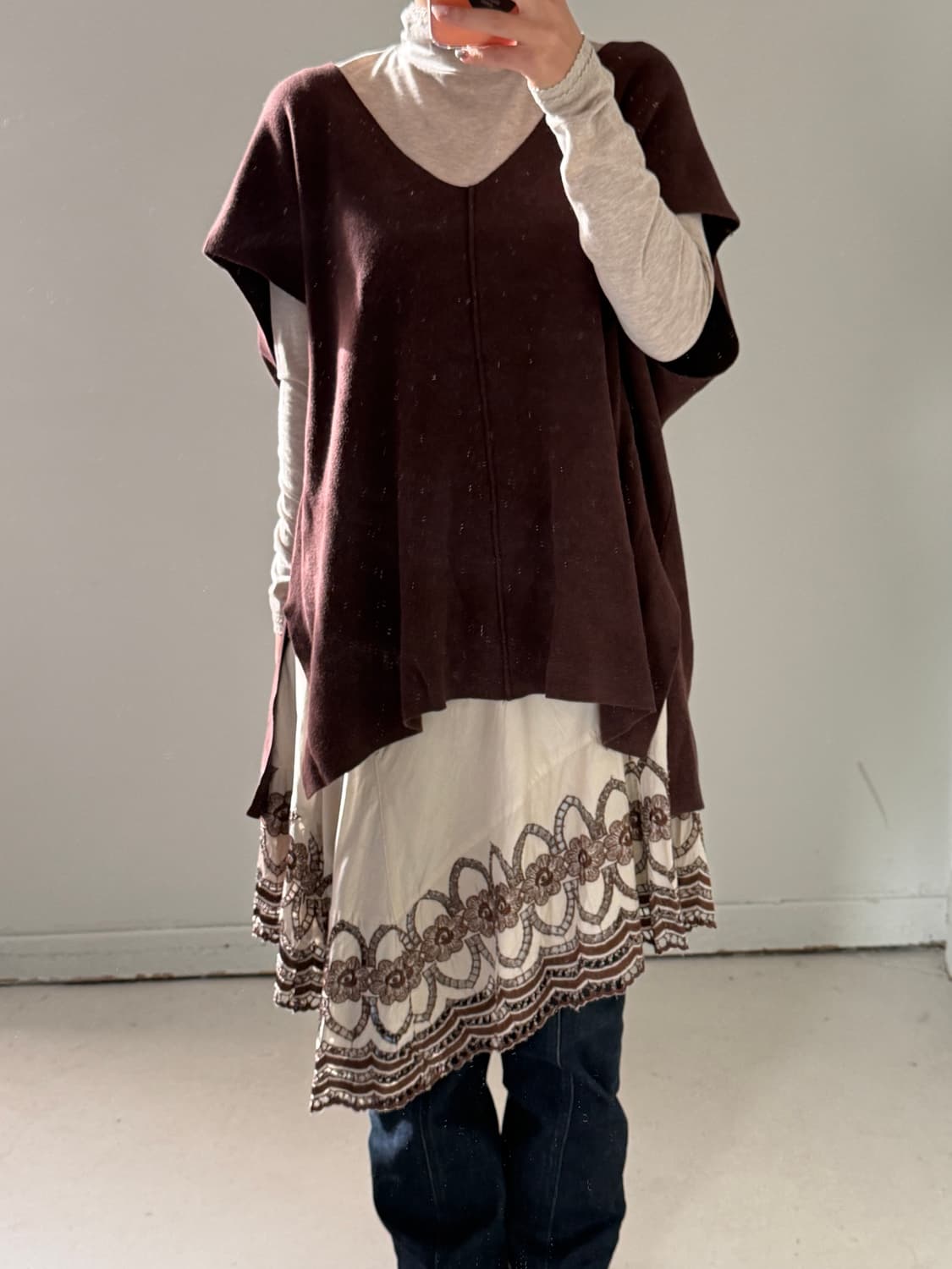 일본빈티지 브라운 니트베스트 상품이미지1