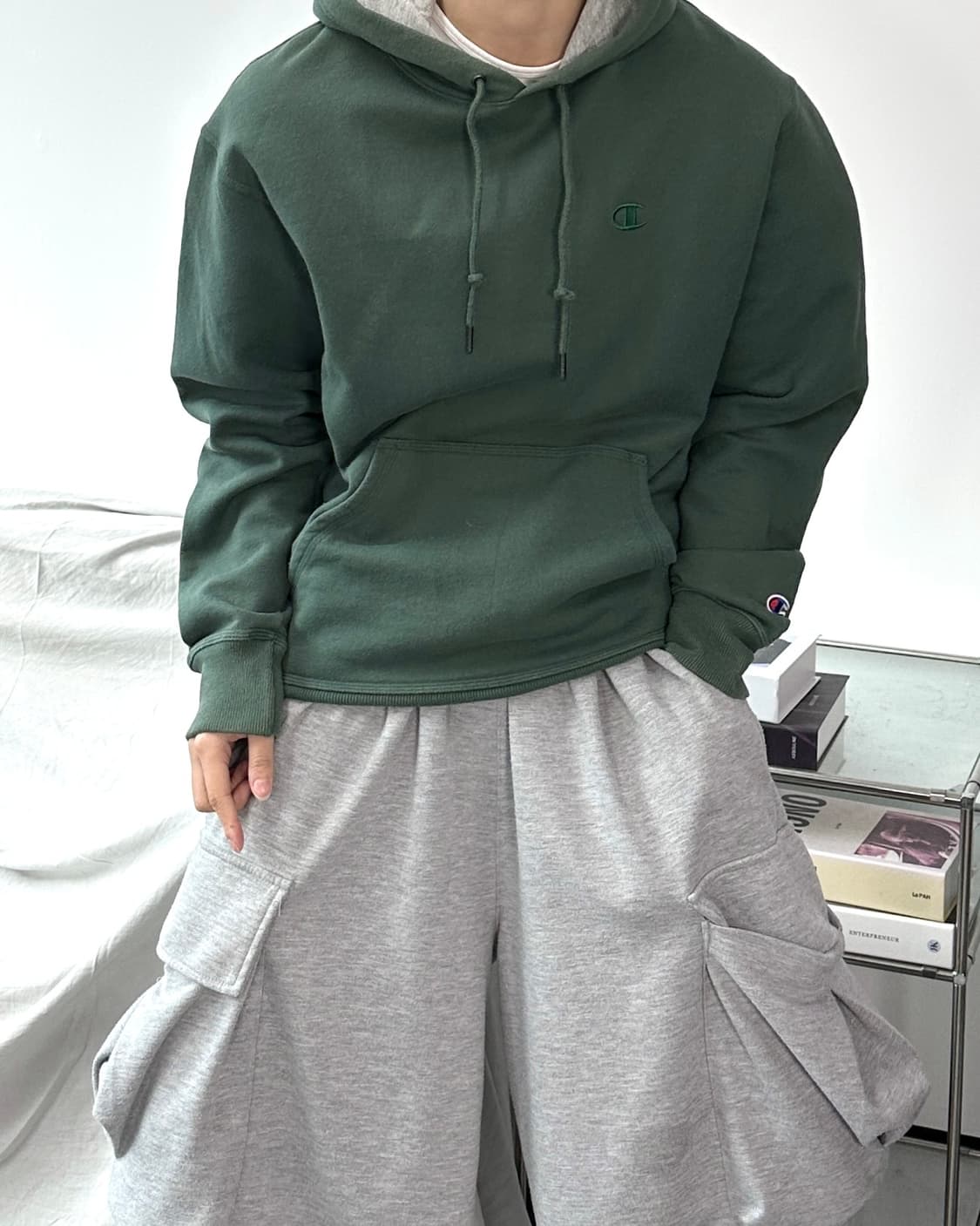 챔피온 어센틱 그린 후드티 M 상품이미지2