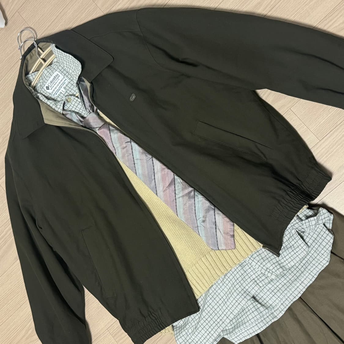 빈티지 모리걸 교복 코디 세트 넥타이 라코스테 반팔 셔츠 스커트 상품이미지3