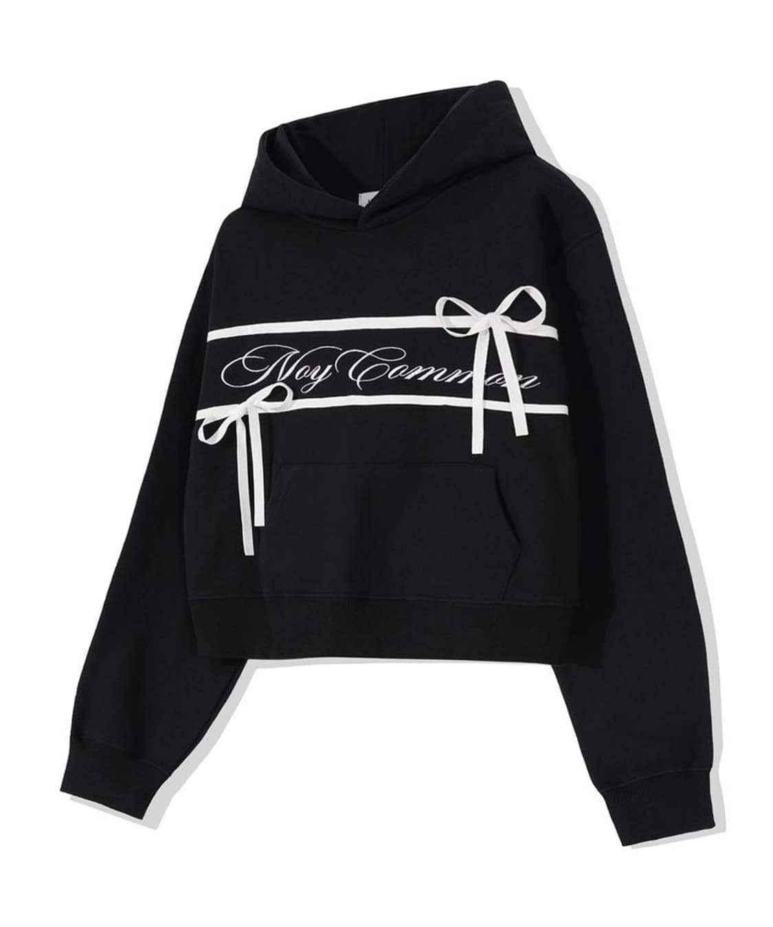 노이커먼 NOY RIBBON CROP HOODIE BK 상품이미지1