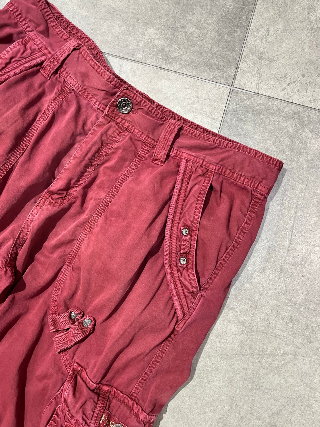 일본 빈티지 락펑크 버건디 카고 숏팬츠 반바지 상품이미지5