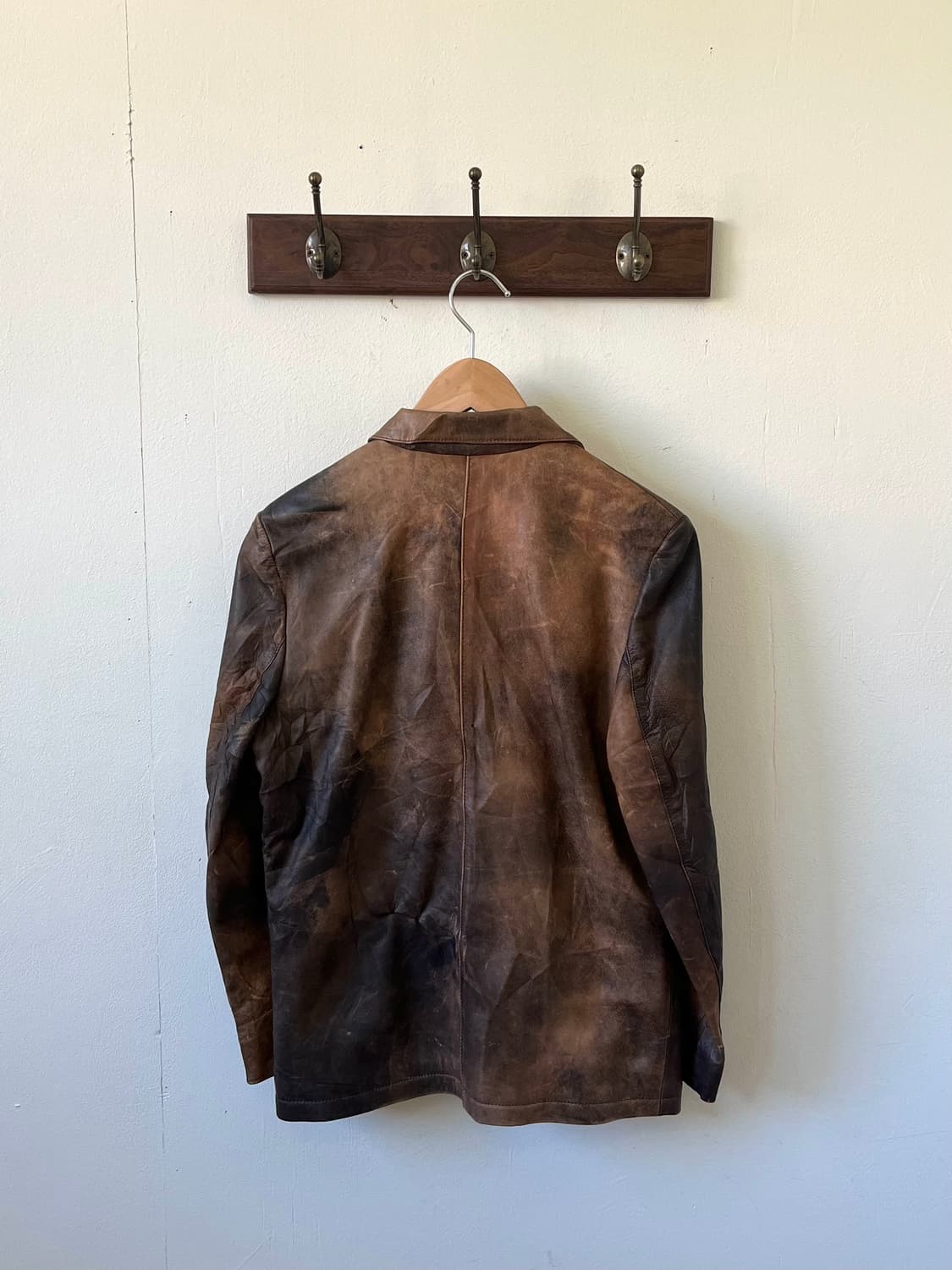 90‘s COCO PALMS 브라운 워싱 레더 자켓 상품이미지3