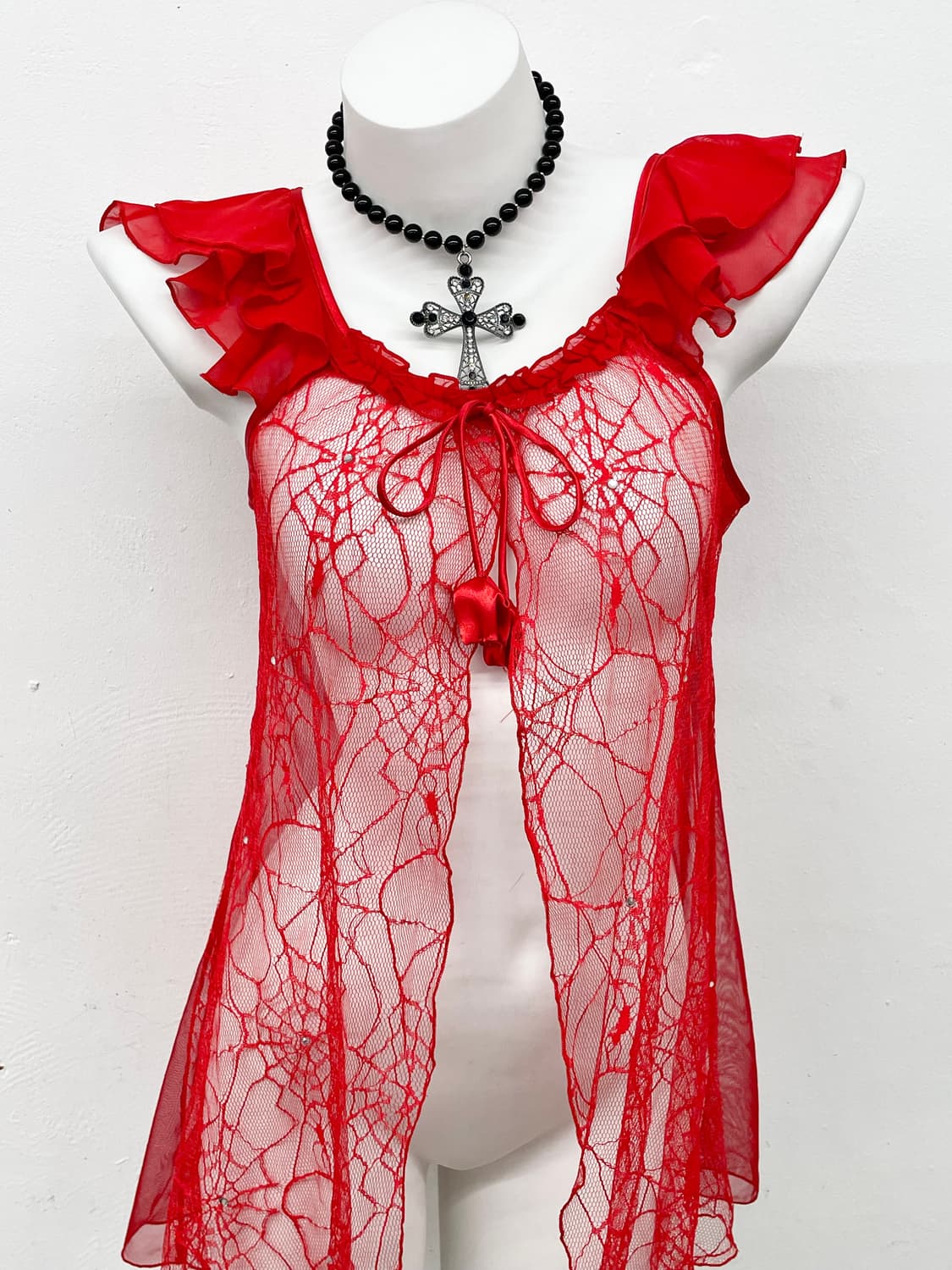 레드 그런지 프릴 슬립 상품이미지2