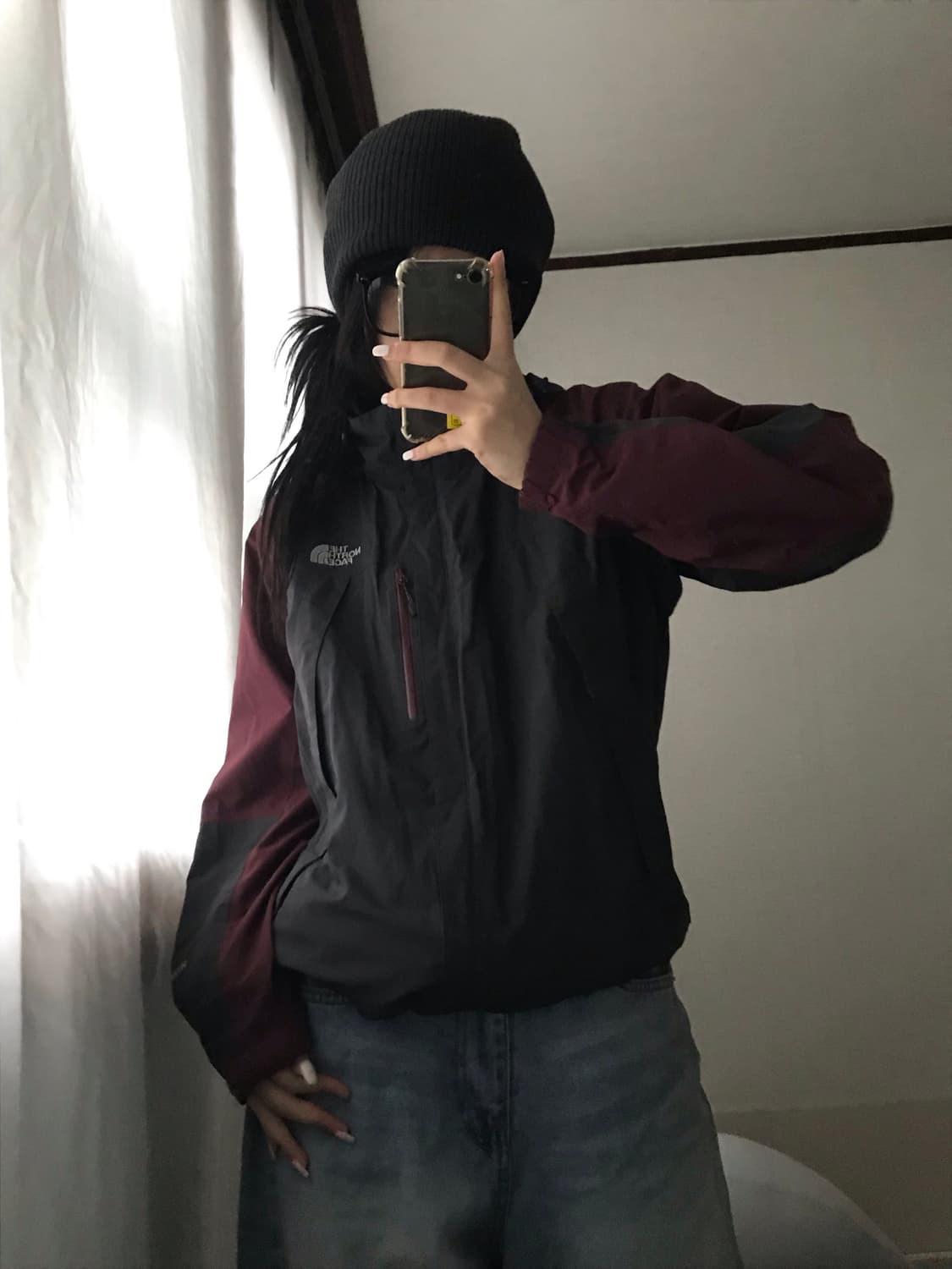 노페 버건디 그레이 바람막이 상품이미지1