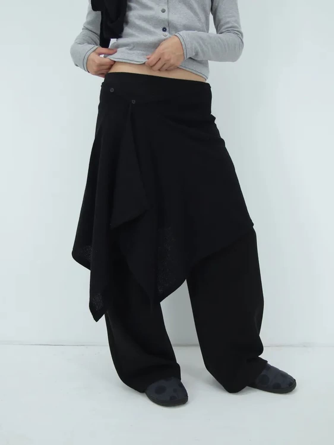 랩 스커트 레이어드 치마 블랙 에이블리 상품이미지1