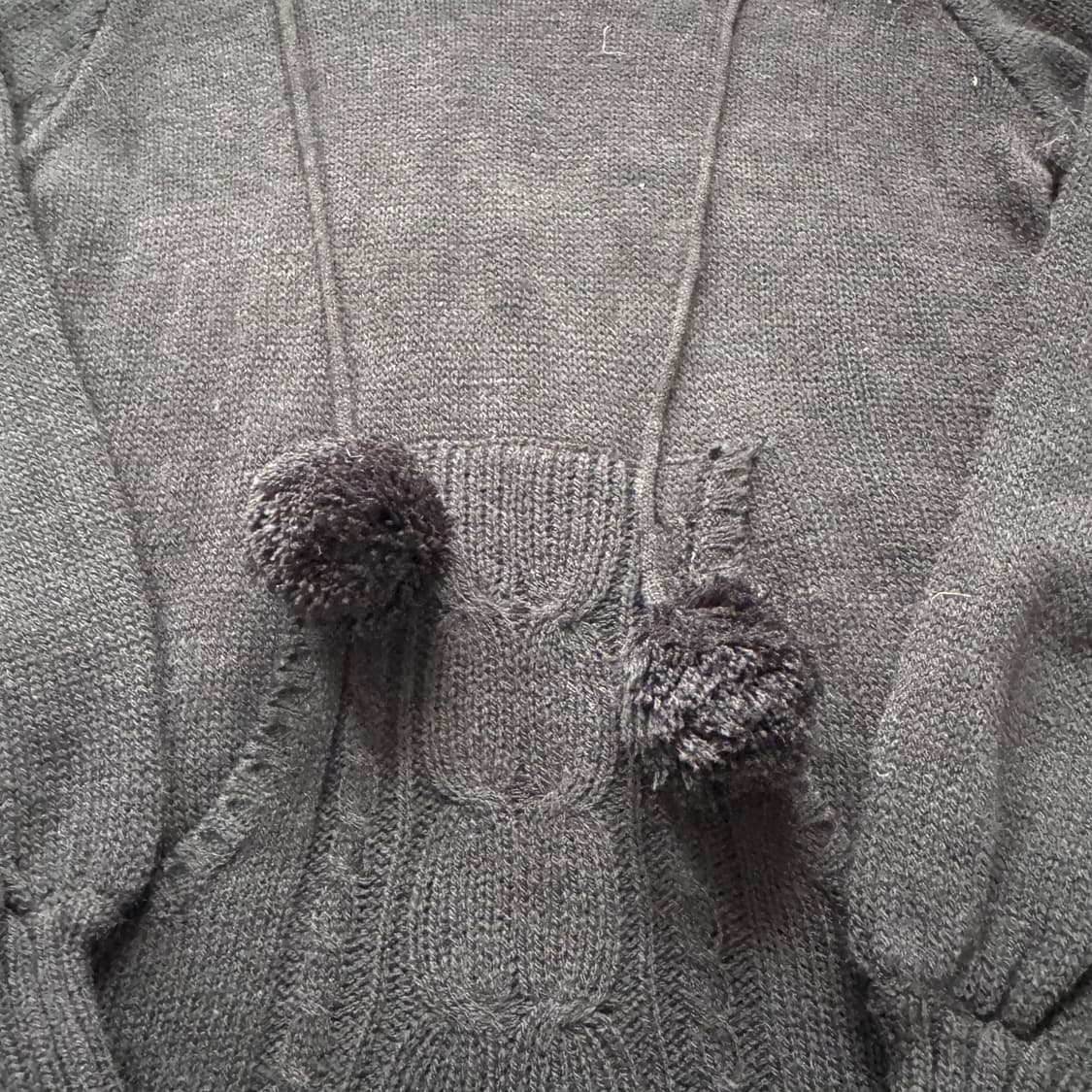 ANGEL LOVE 일본빈티지 니트 후드 원피스 방울 니트원피스 xs 상품이미지5