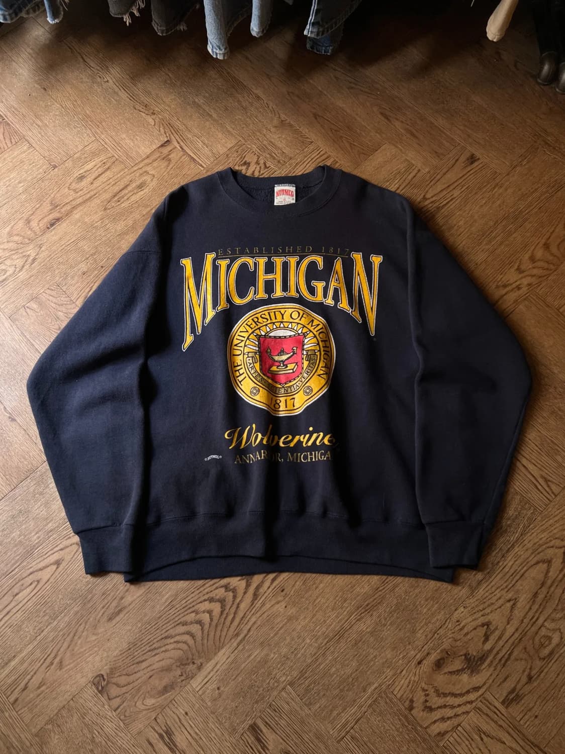 [XL]90's Made in USA 미시간 유니버시티 네이비 스웻셔츠 상품이미지1