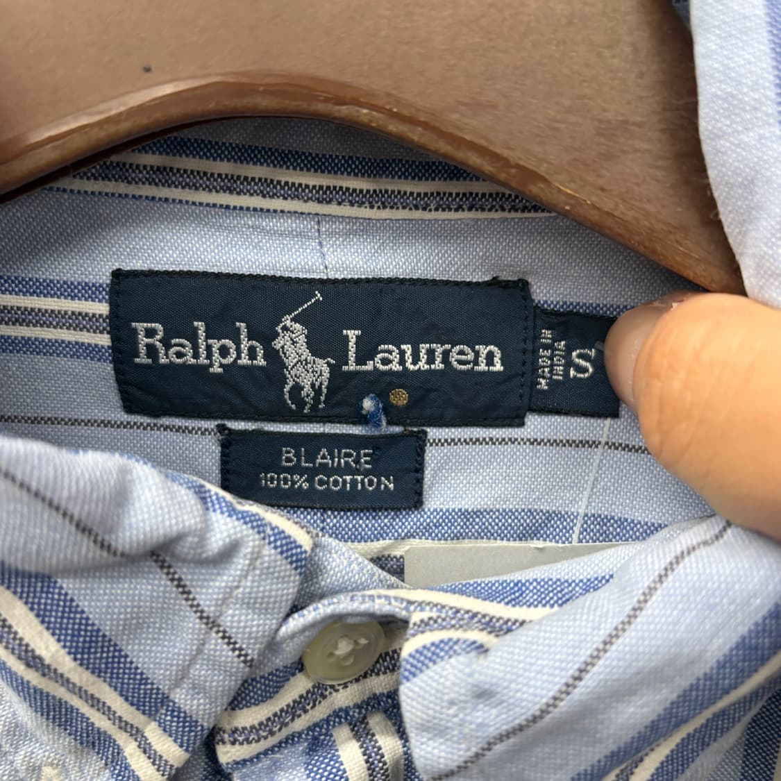 90s 폴로 랄프로렌 쓰리컬러 멀티 스트라이프 옥스포드 셔츠 N331 상품이미지7