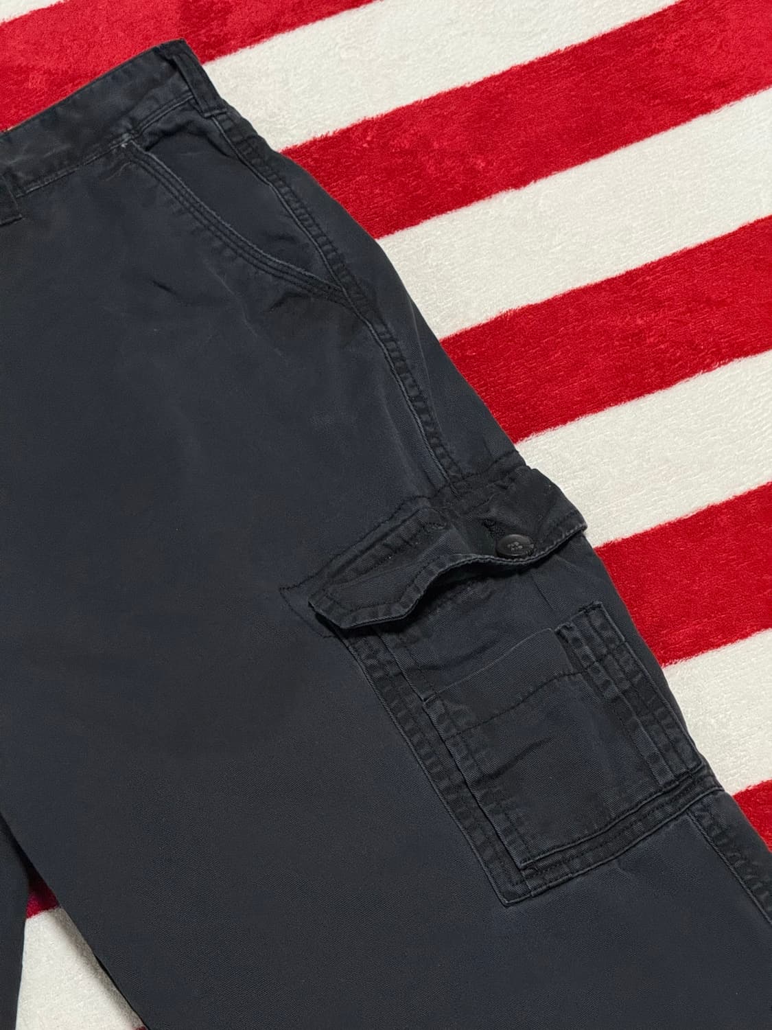 EASY Clothing Supplies 워시드 블랙 카고팬츠 루즈핏  상품이미지5